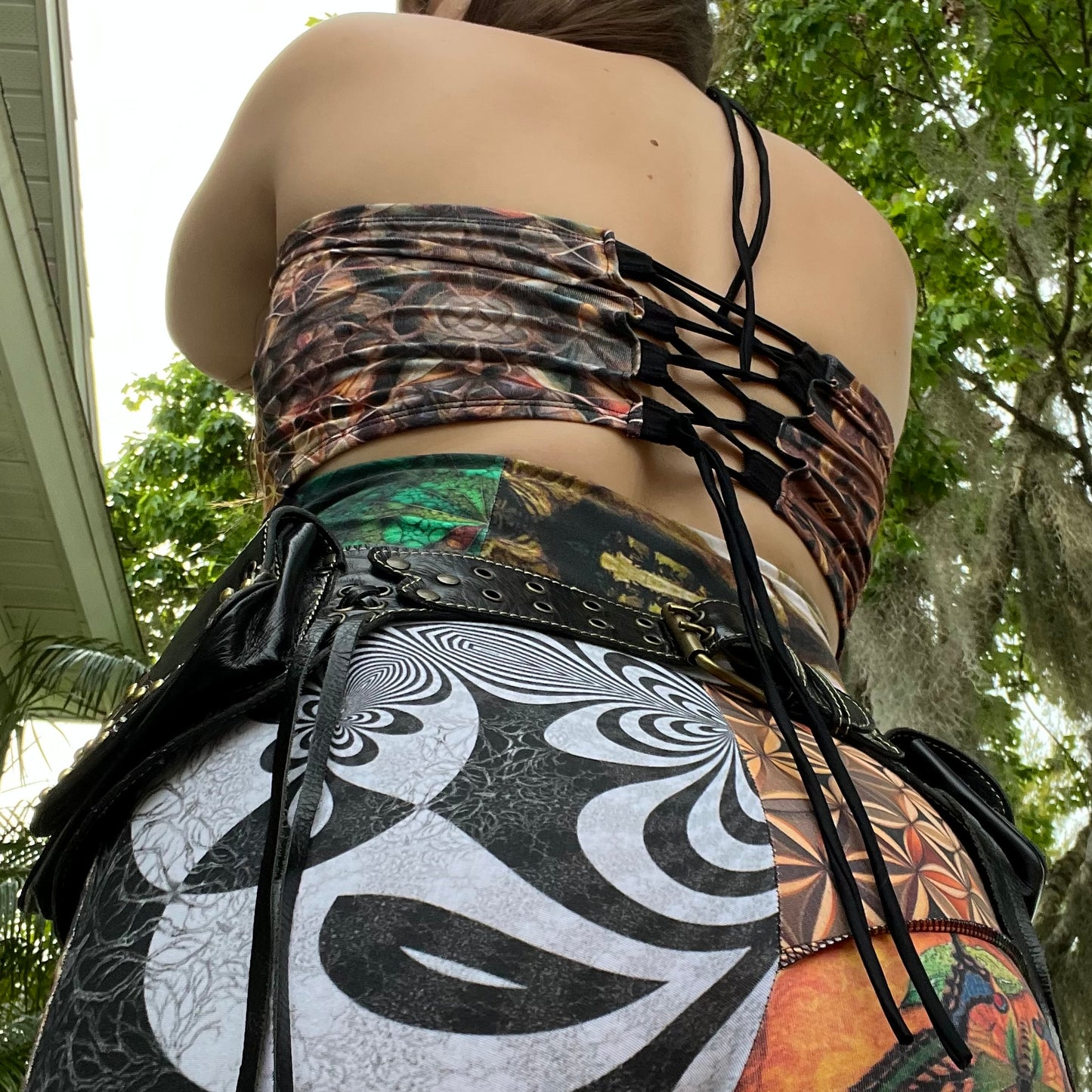 Lace-Up Patchwork Romper ꕥ M/L