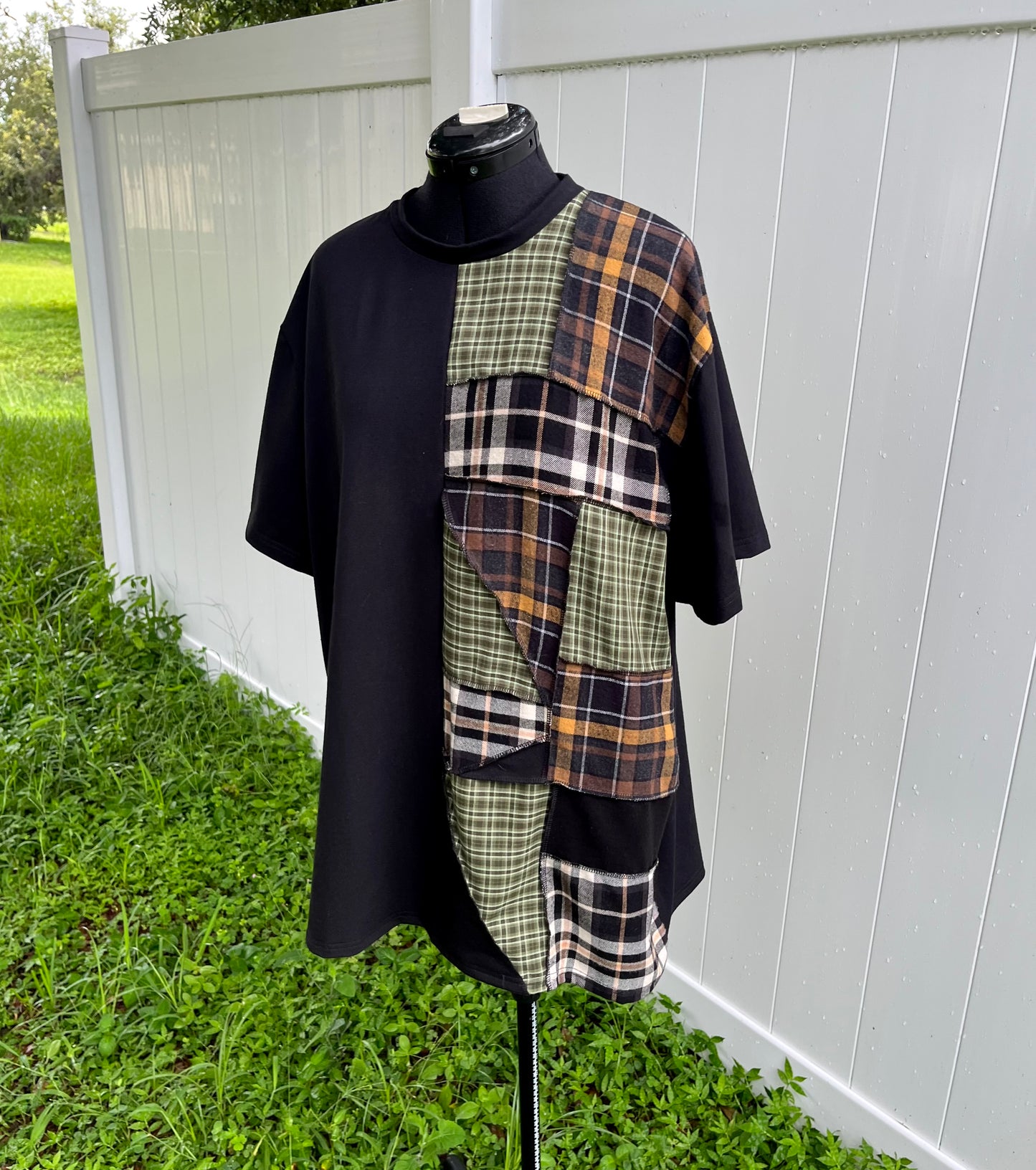 Flannel Patchwork T-Shirt XXL