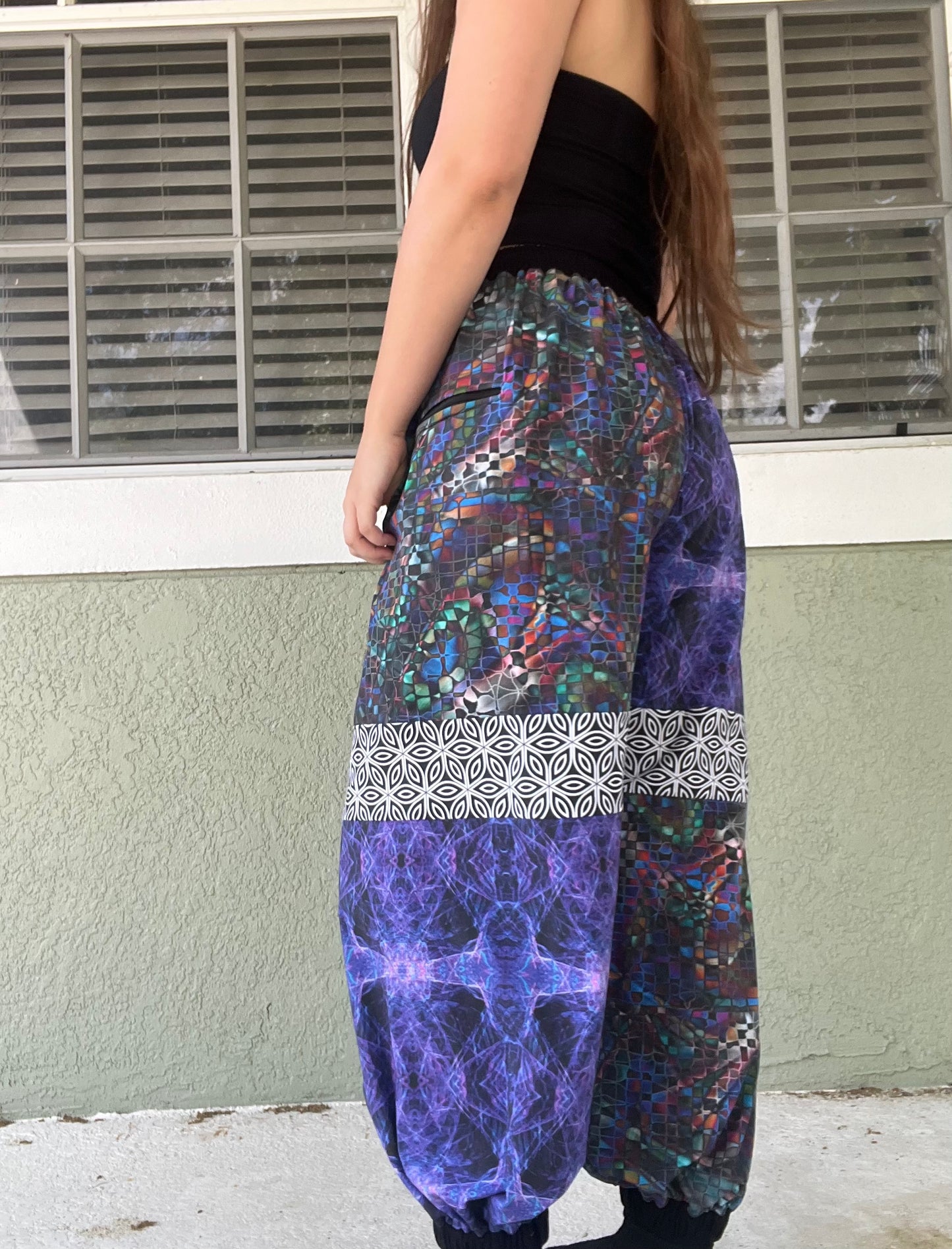 Patchwork Joggers W/ Zipper Pockets XS-XL
