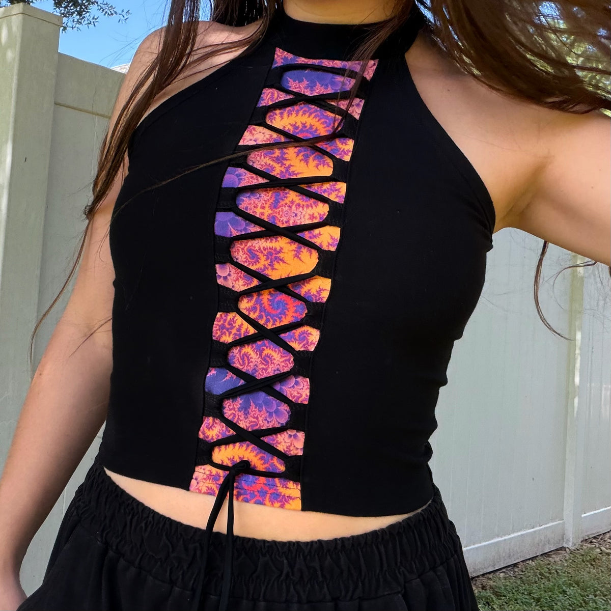 High Neck Lace-Up Top M/L