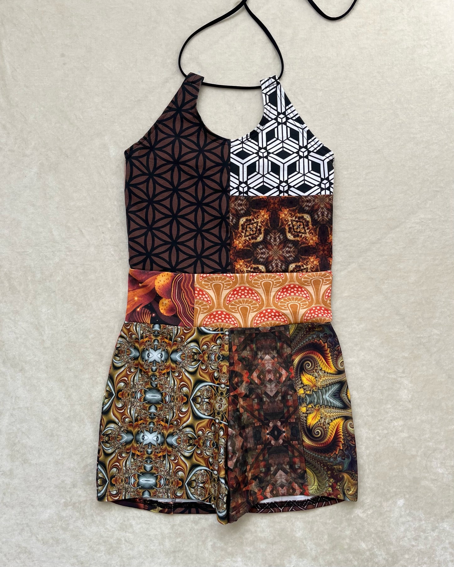Patchwork Keyhole / Halter Romper S/M