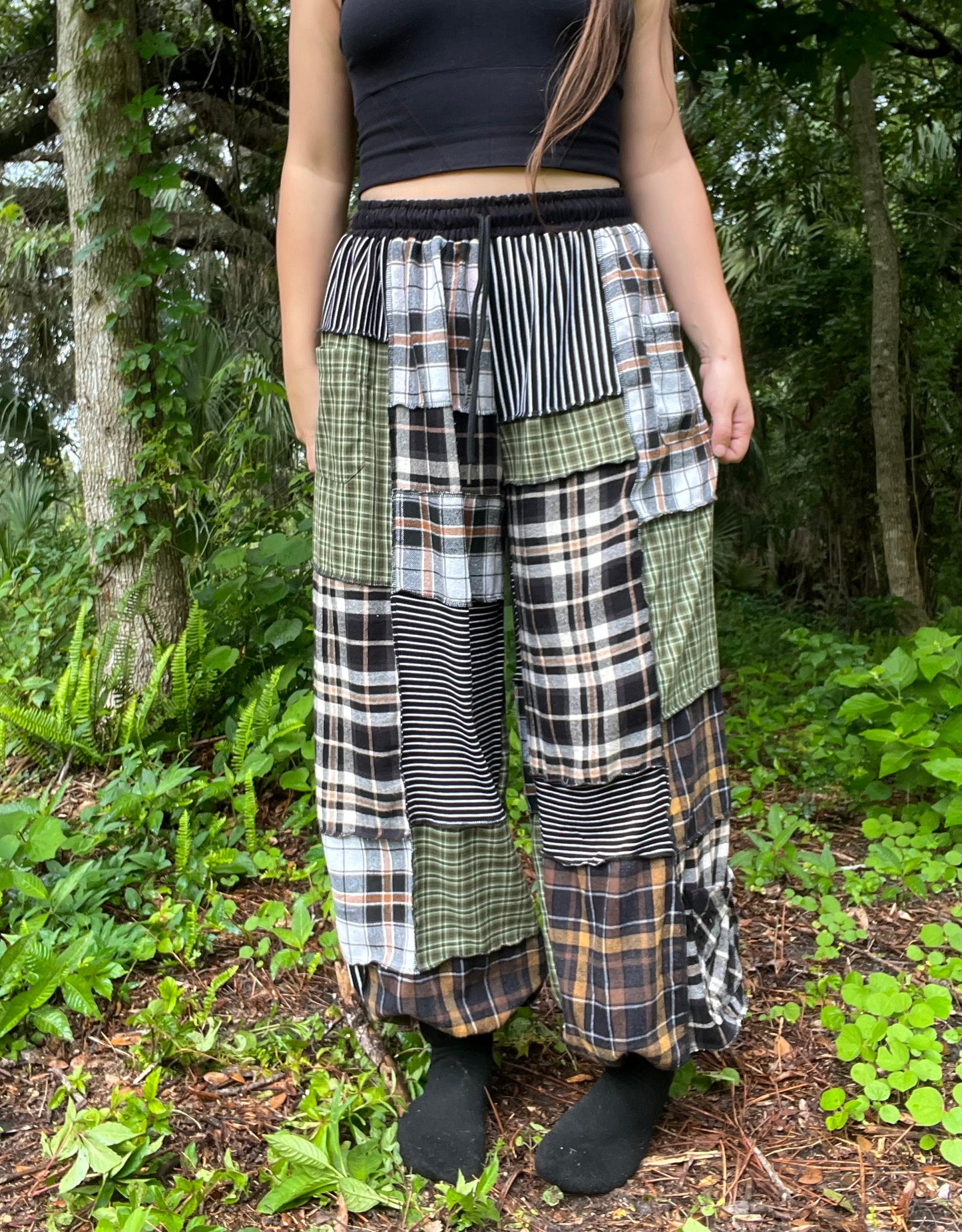 Flannel Patchwork Pants XS-XL