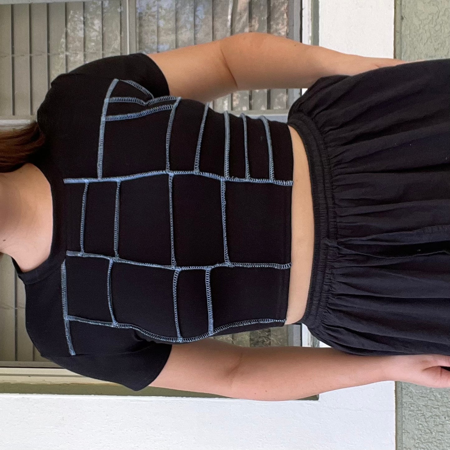 Blue Thread Patchwork Lace-Up Tee M/L