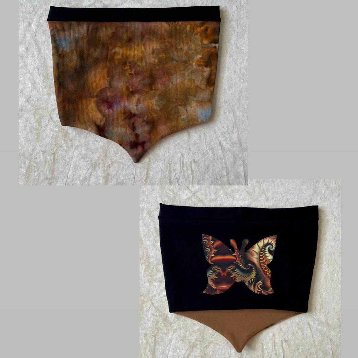 Butterfly Pixie Top ཐི༏ཋྀ S/M Hand-Dyed Cotton Rib Knit (double lined)