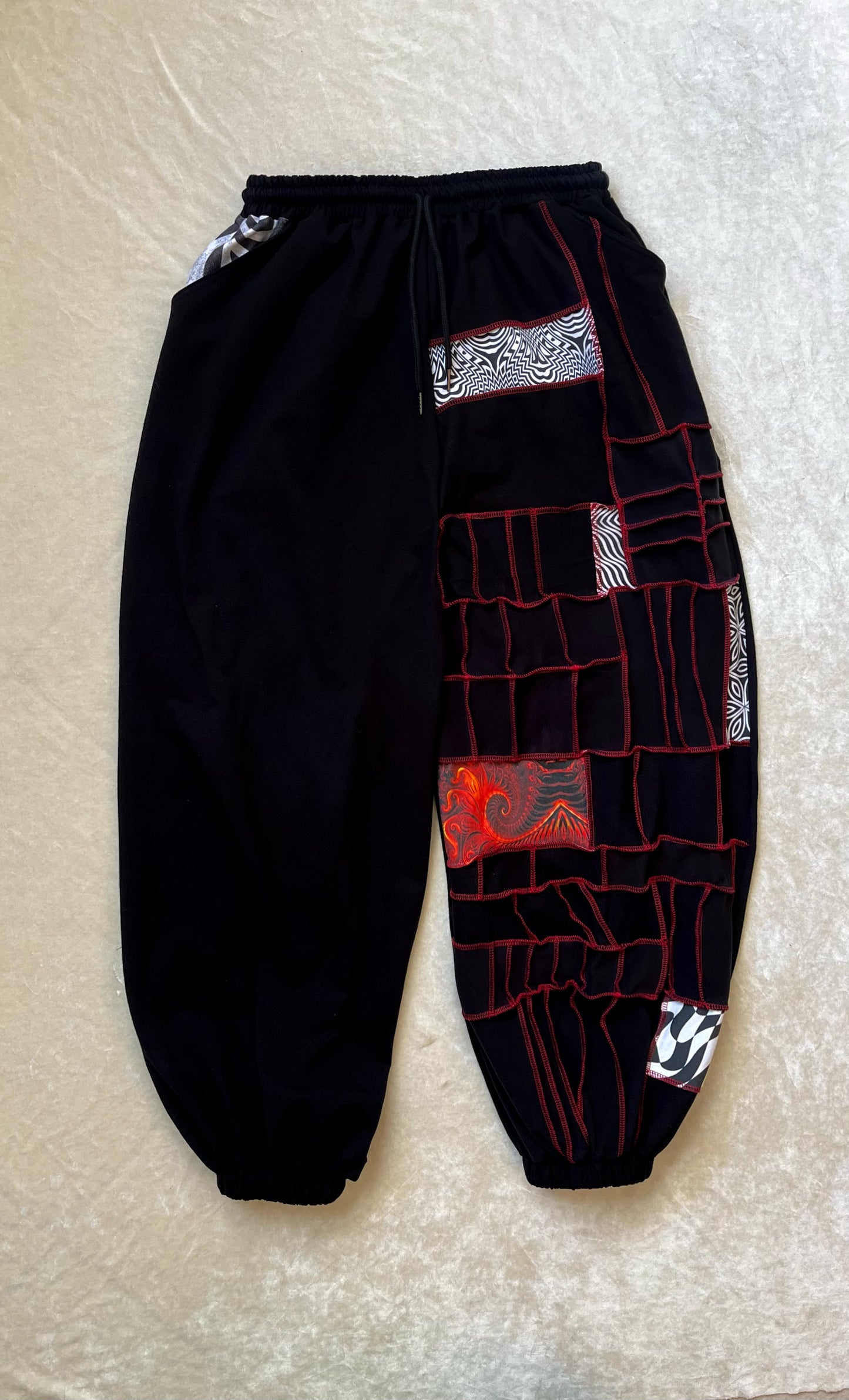 Red Thread Patchwork Pants 🎱 XS-XL