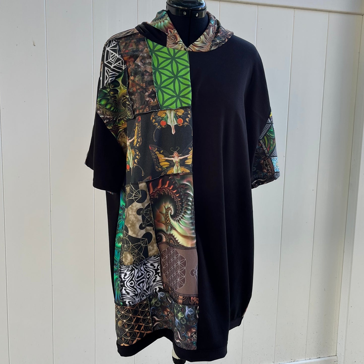 Patchwork Hoodie T-Shirt XL