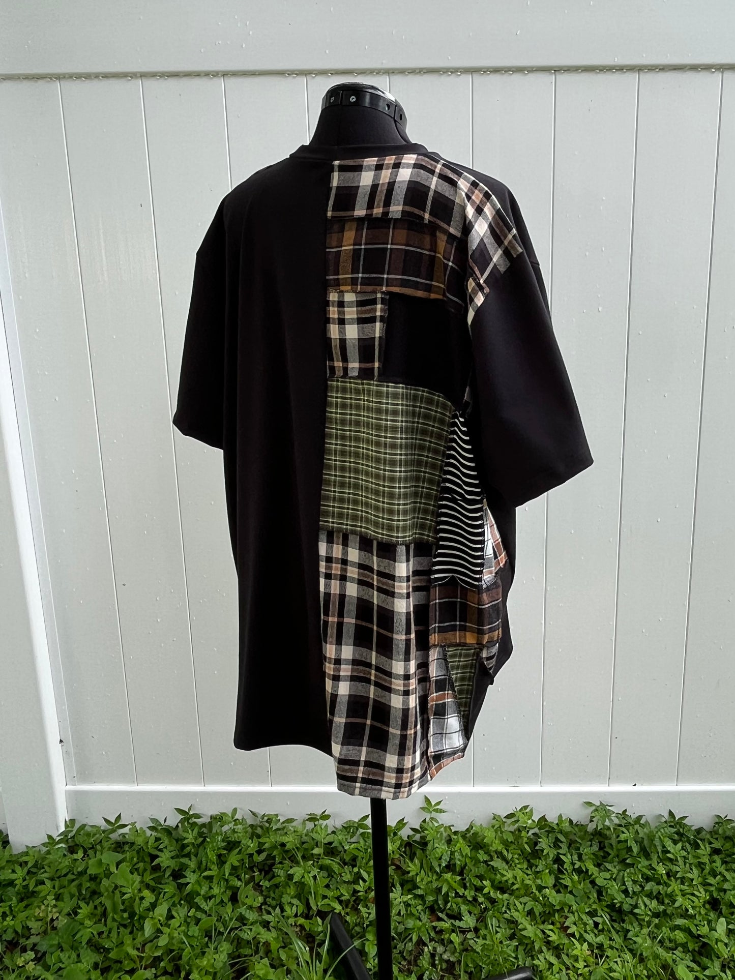 Flannel Patchwork T-Shirt XXL