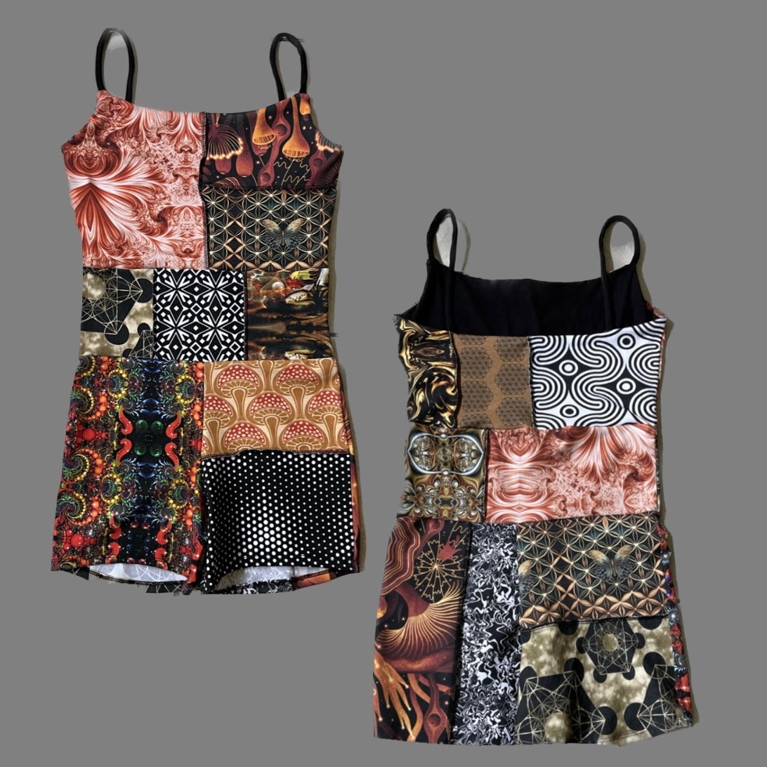 Patchwork Romper ֍ (double lined top) S/M