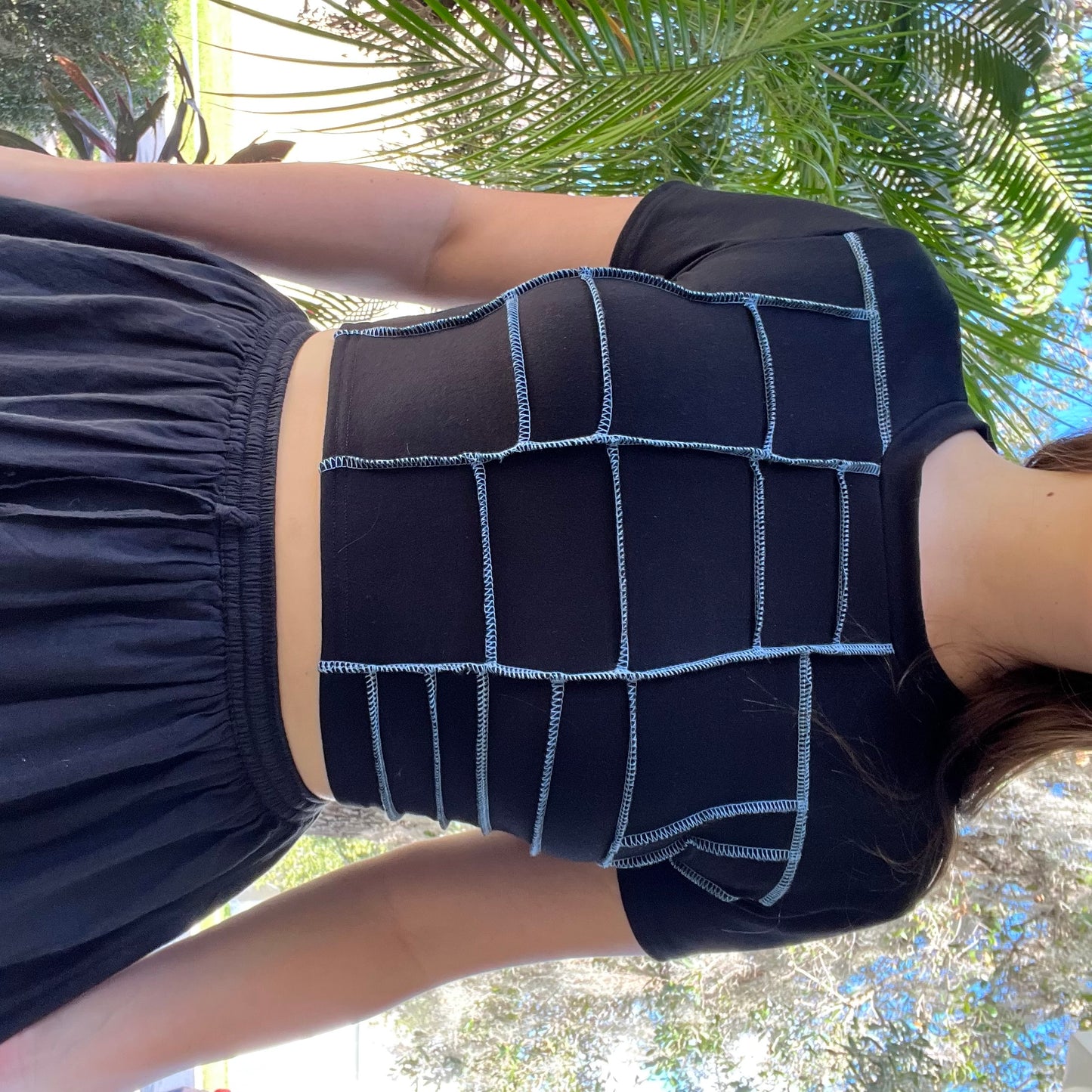 Blue Thread Patchwork Lace-Up Tee M/L