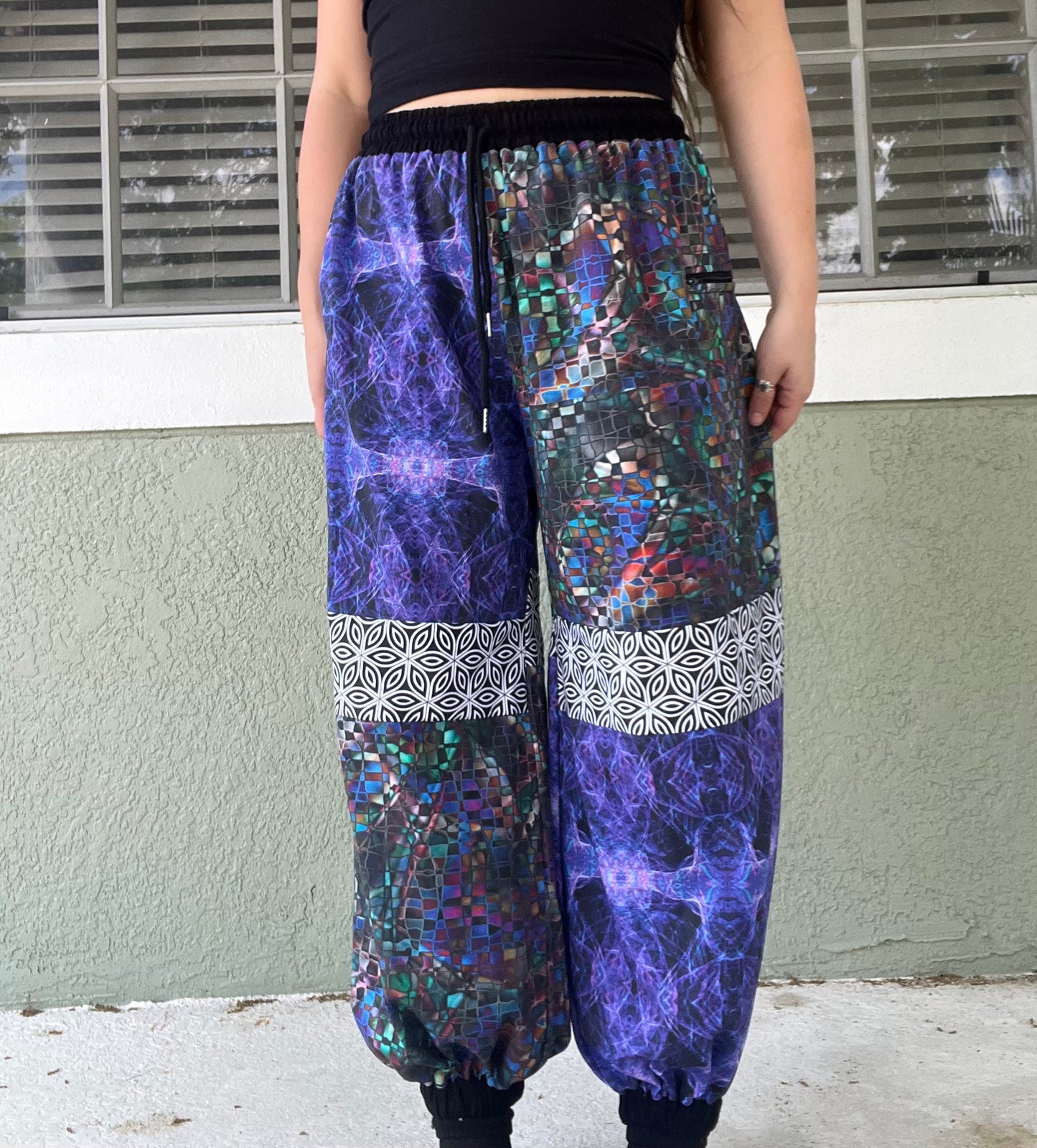 Patchwork Joggers W/ Zipper Pockets XS-XL