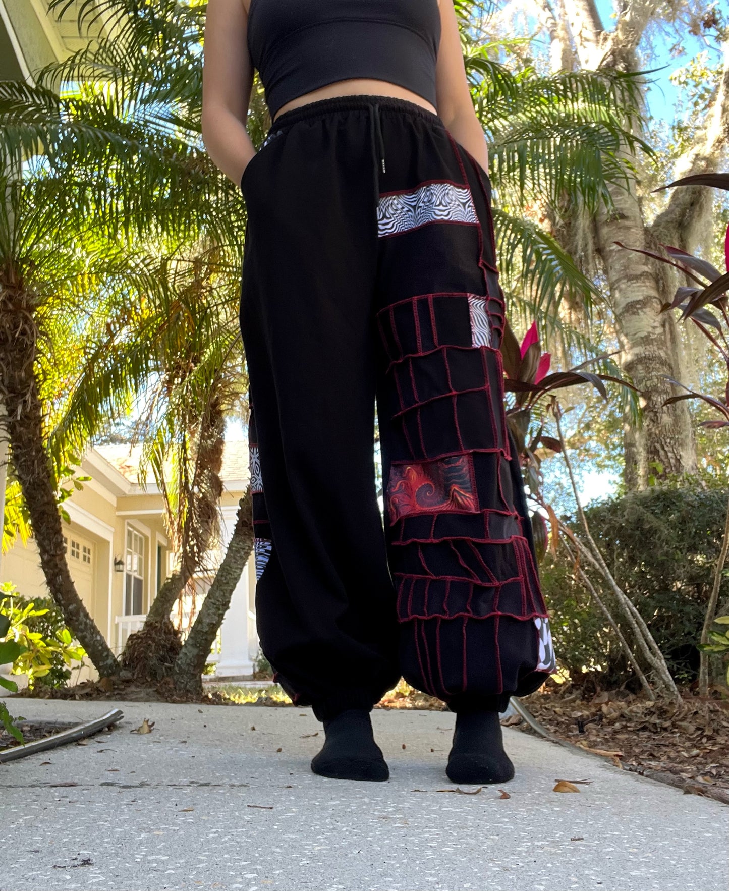 Red Thread Patchwork Pants 🎱 XS-XL