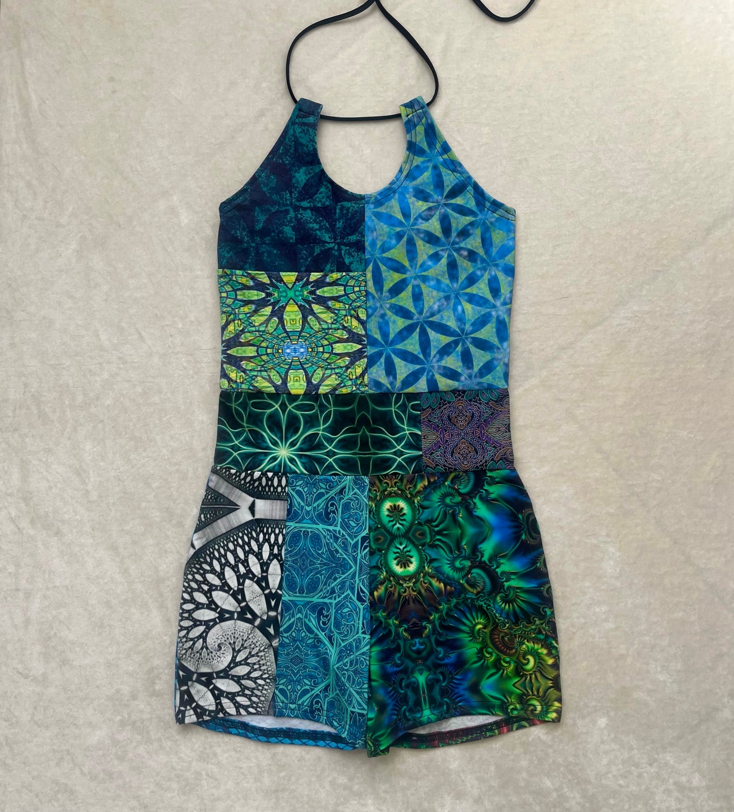 Patchwork Keyhole / Halter Romper S/M