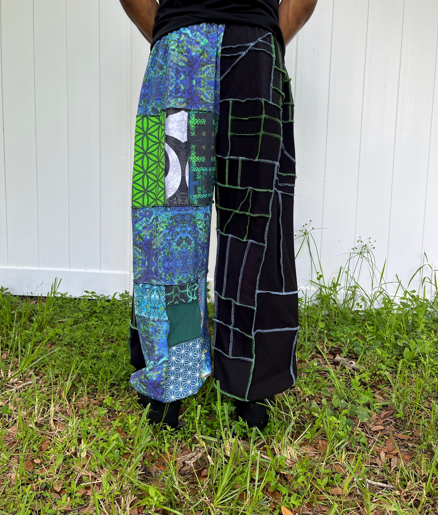Blue & Green Patchwork Pants XS-XL
