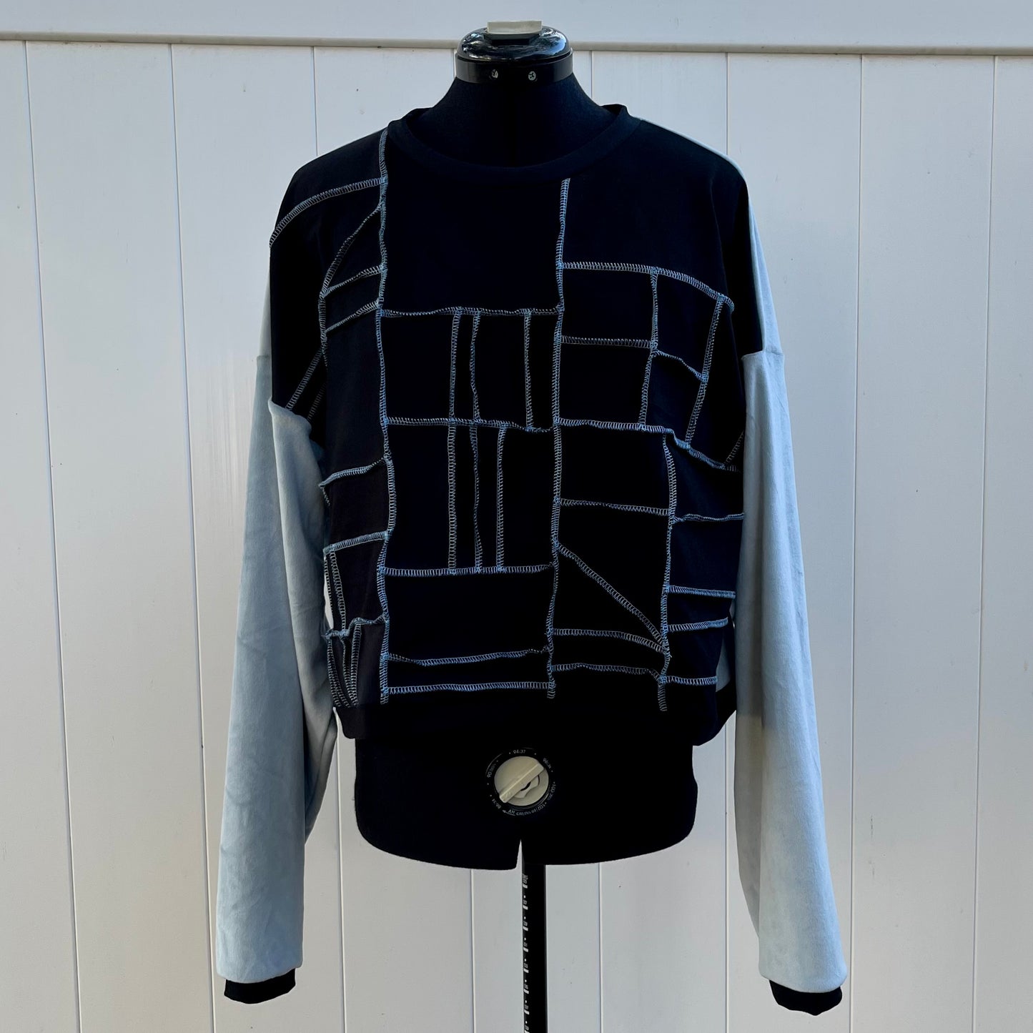 Blue Thread Patchwork Crewneck (Fuzzy Velour) XL
