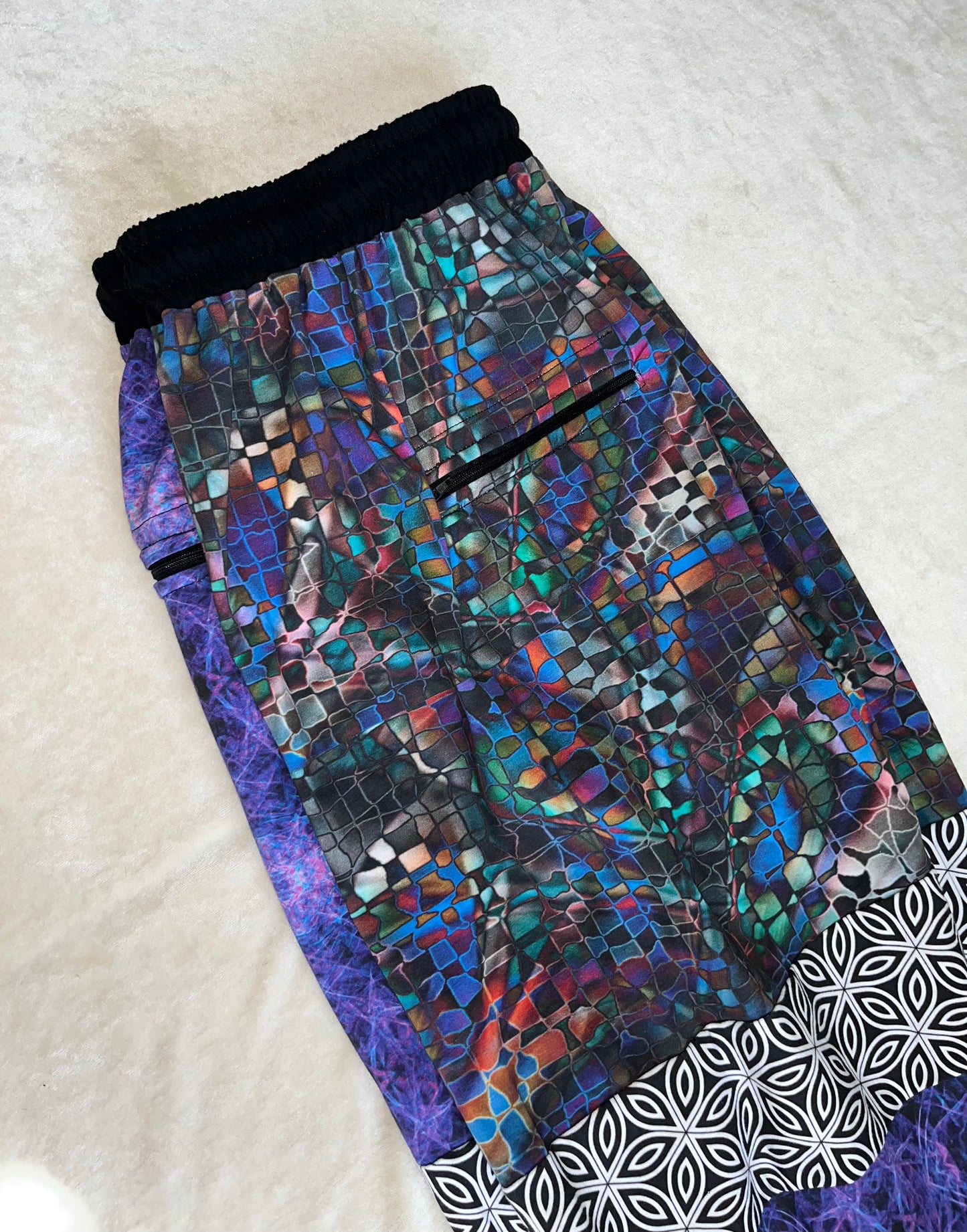 Patchwork Joggers W/ Zipper Pockets XS-XL