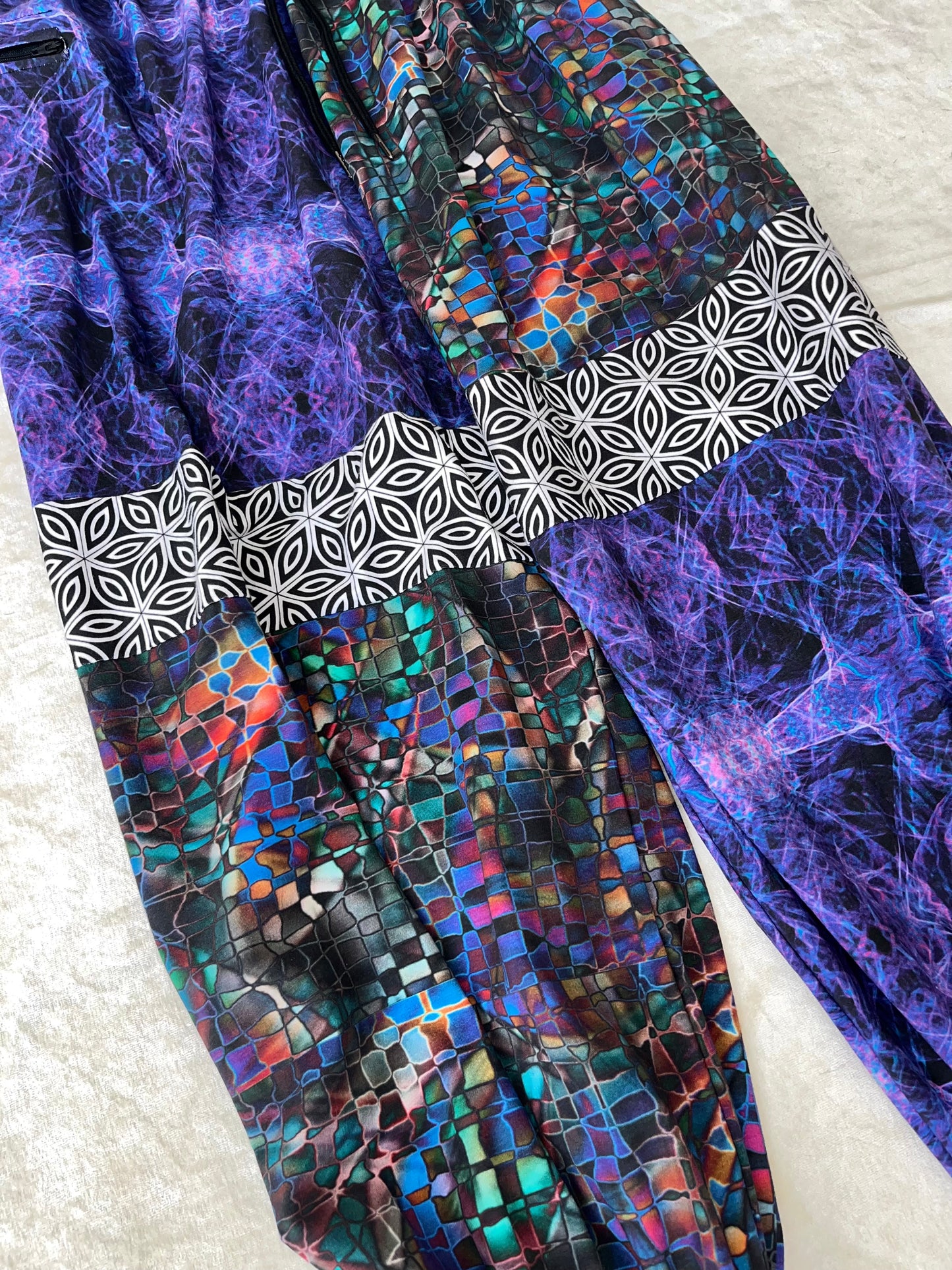 Patchwork Joggers W/ Zipper Pockets XS-XL