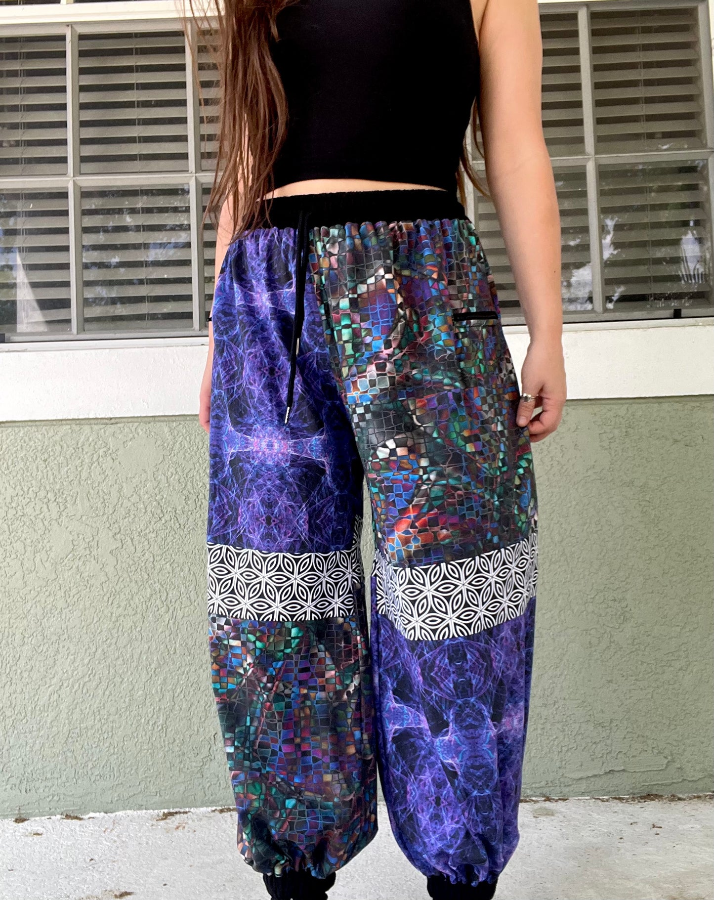 Patchwork Joggers W/ Zipper Pockets XS-XL