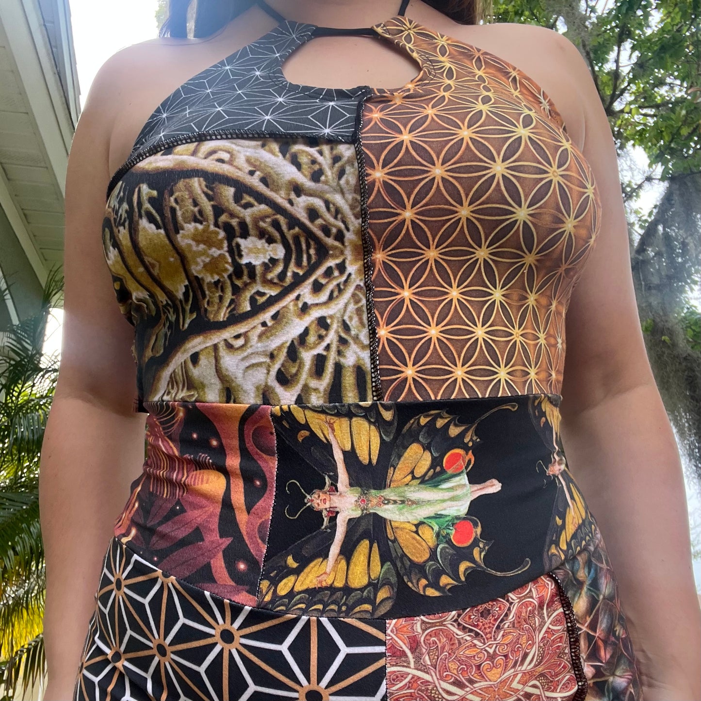 Lace-Up Patchwork Romper ꕥ M/L