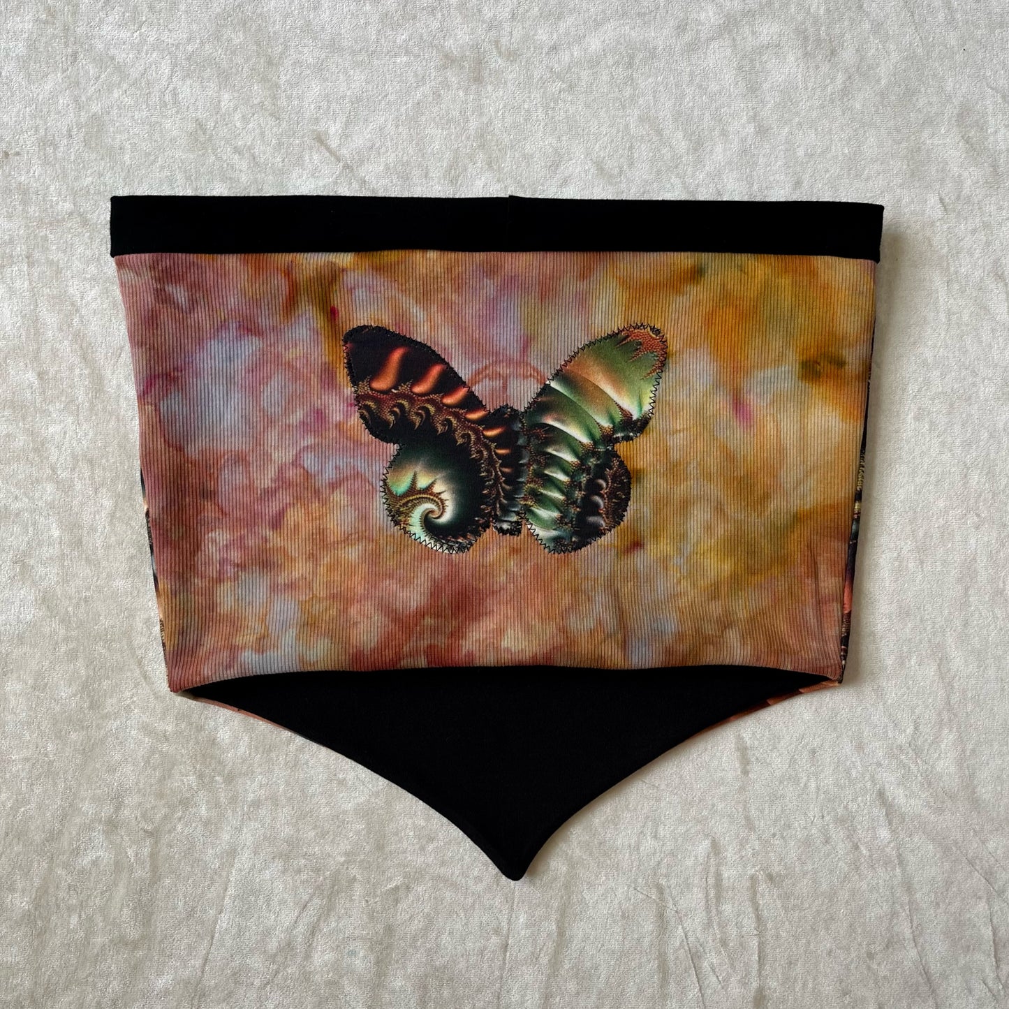 Butterfly Pixie Top ཐི༏ཋྀ S/M Hand-Dyed Cotton Rib Knit (double lined)