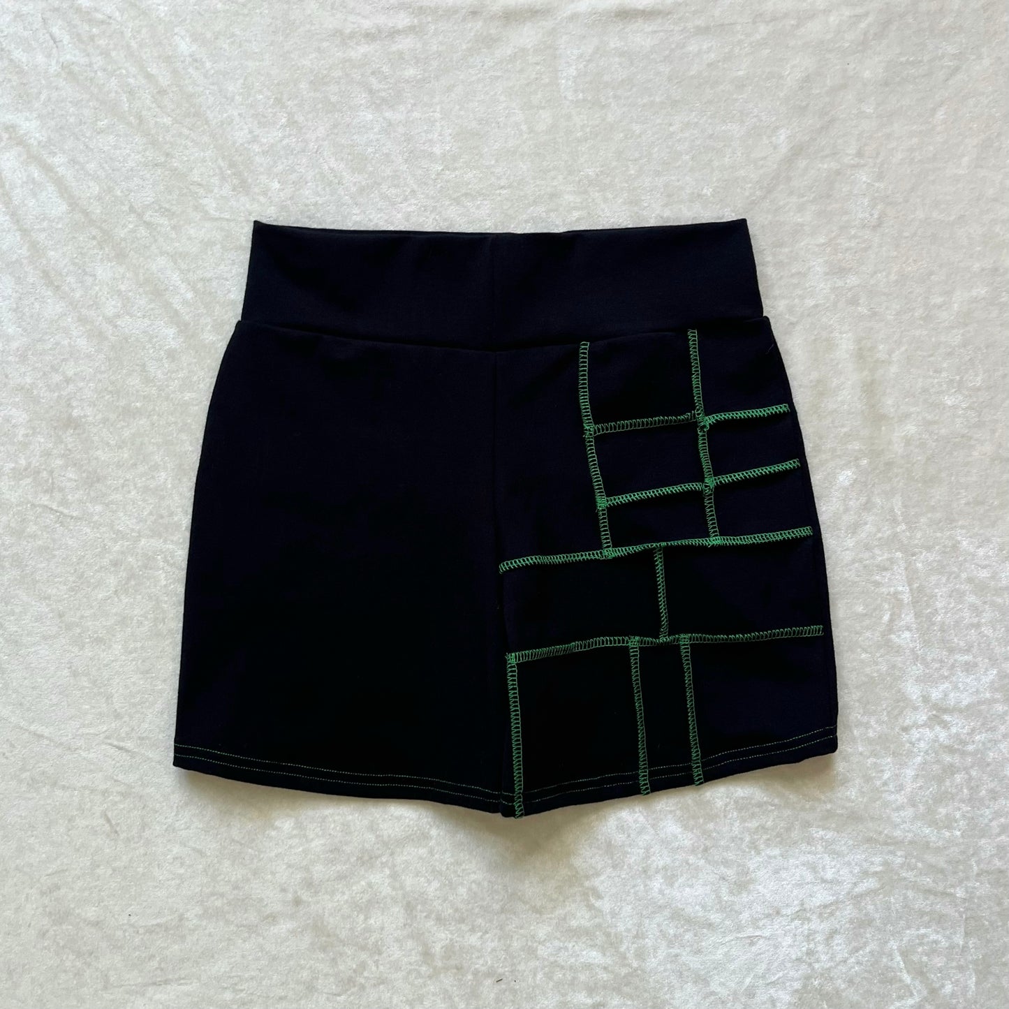 Green Thread Patchwork Ring Shorts S/M