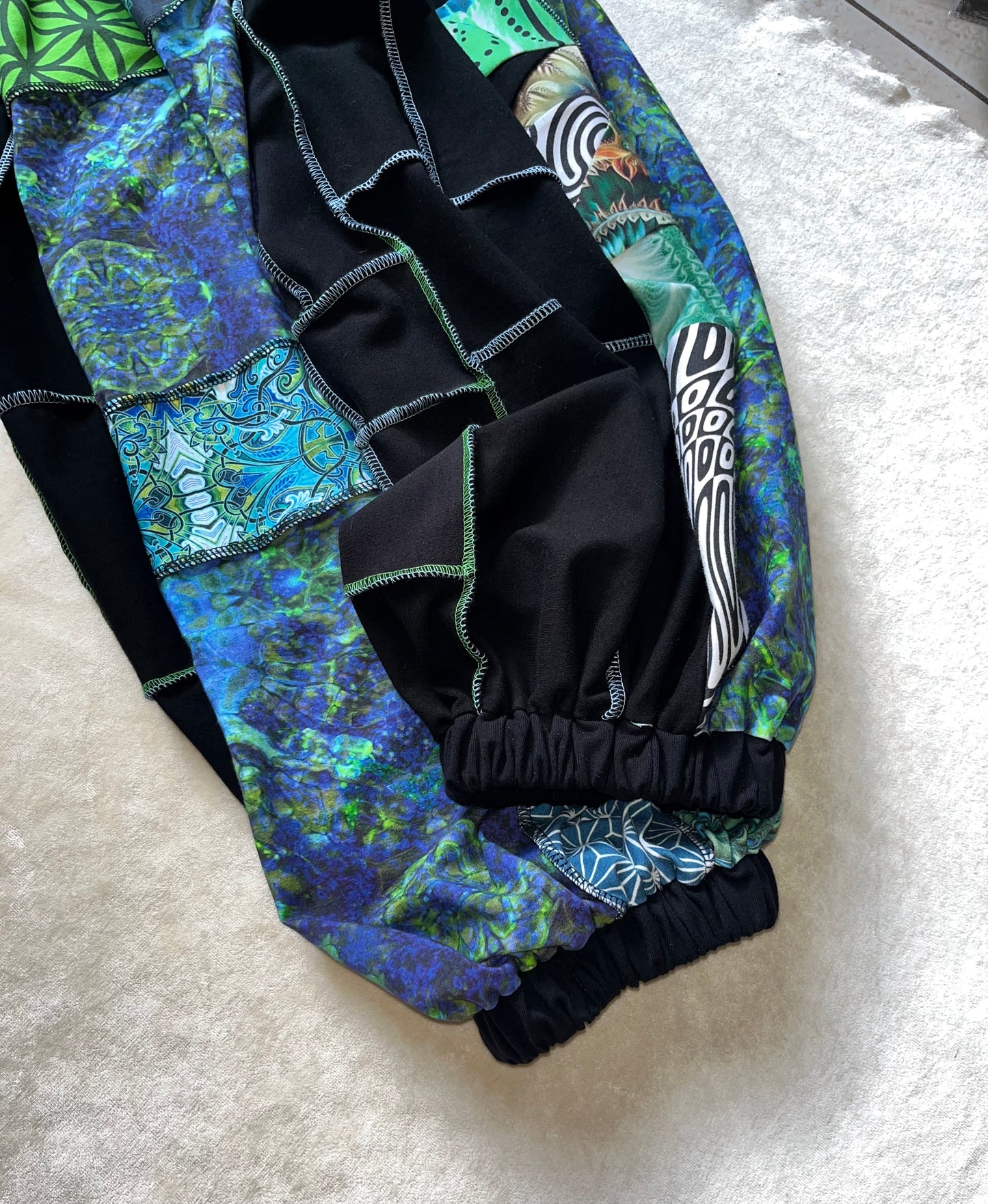 Blue & Green Patchwork Pants XS-XL