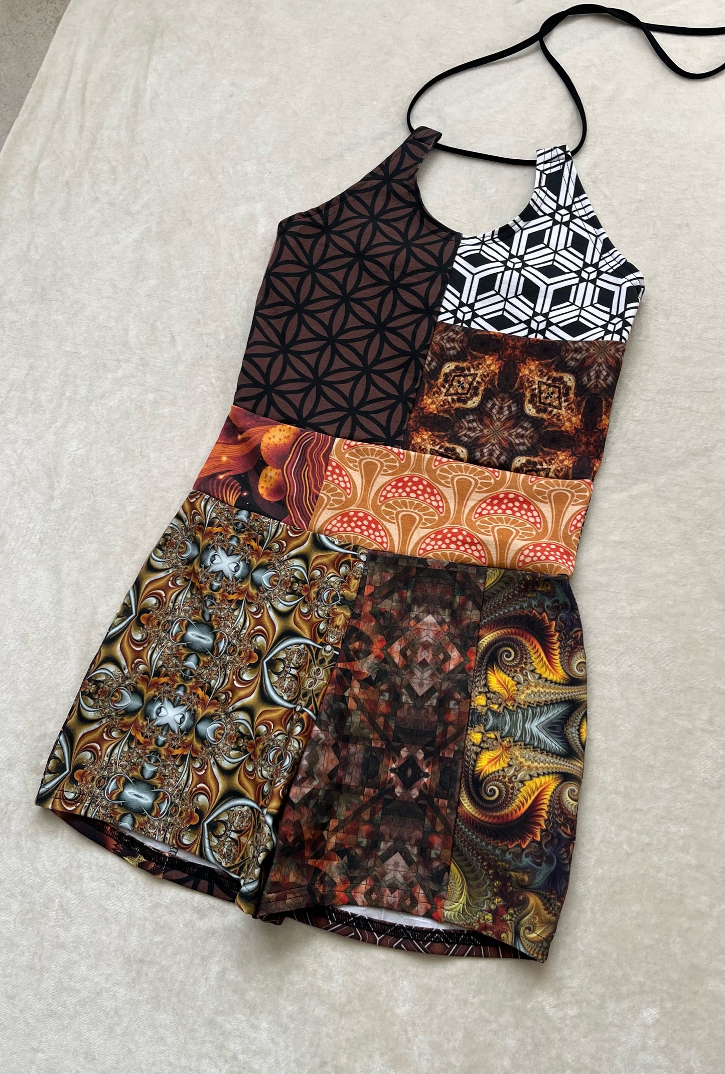 Patchwork Keyhole / Halter Romper S/M