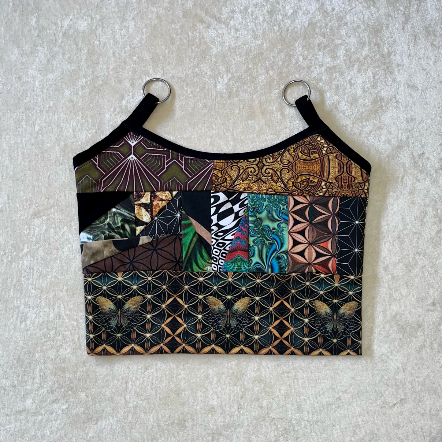 Patchwork Bralette Ring Top S/M