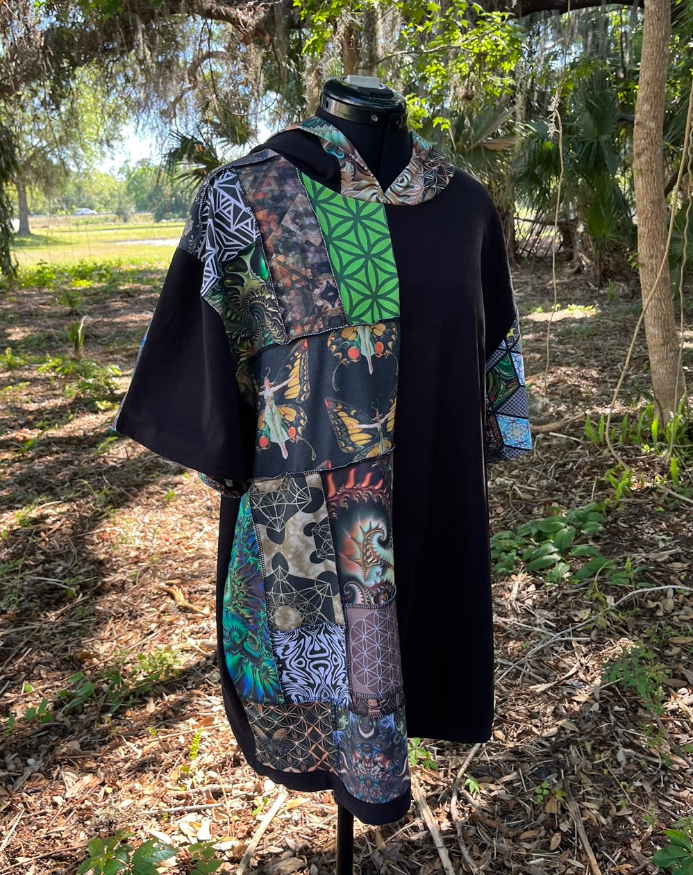 Patchwork Hoodie T-Shirt XL