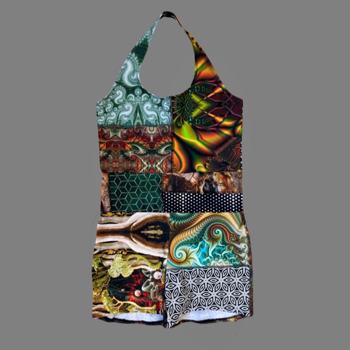 Patchwork Halter Romper 𖥸 L/XL