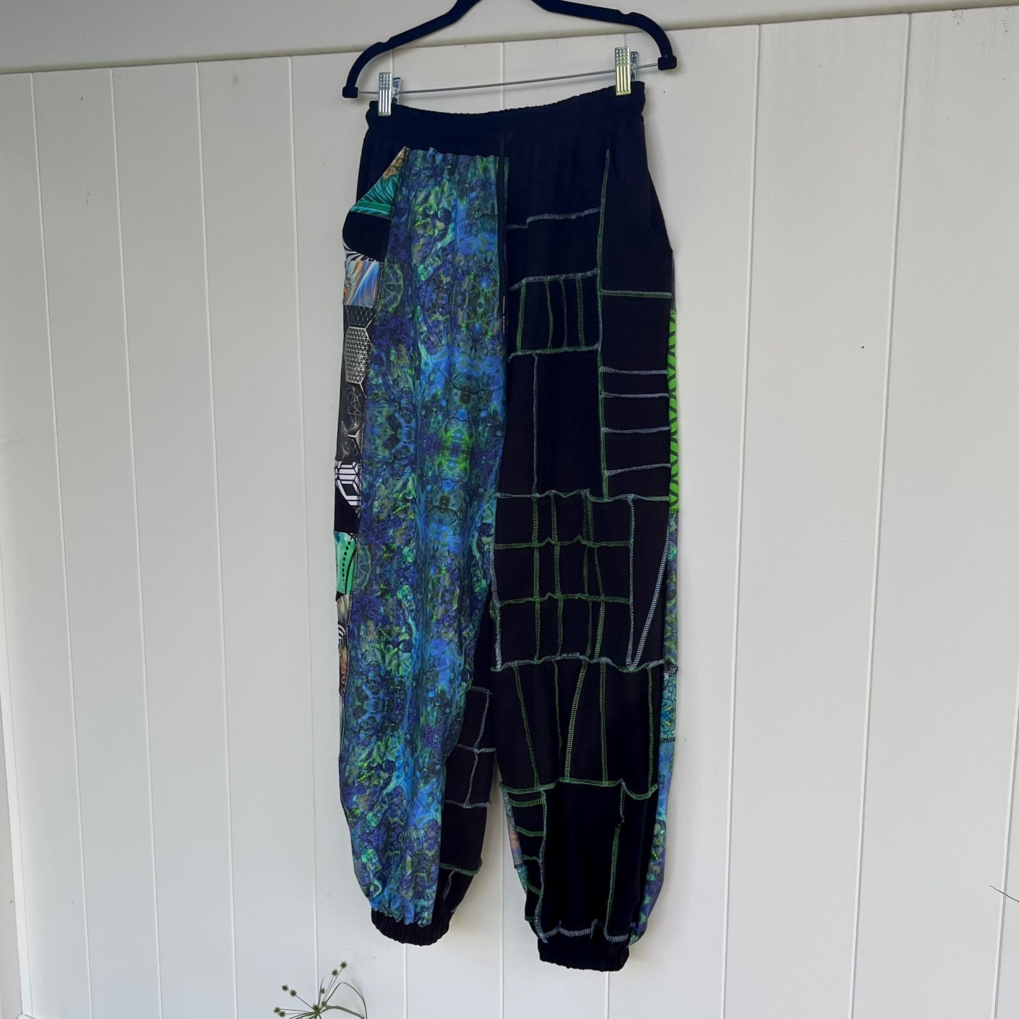 Blue & Green Patchwork Pants XS-XL