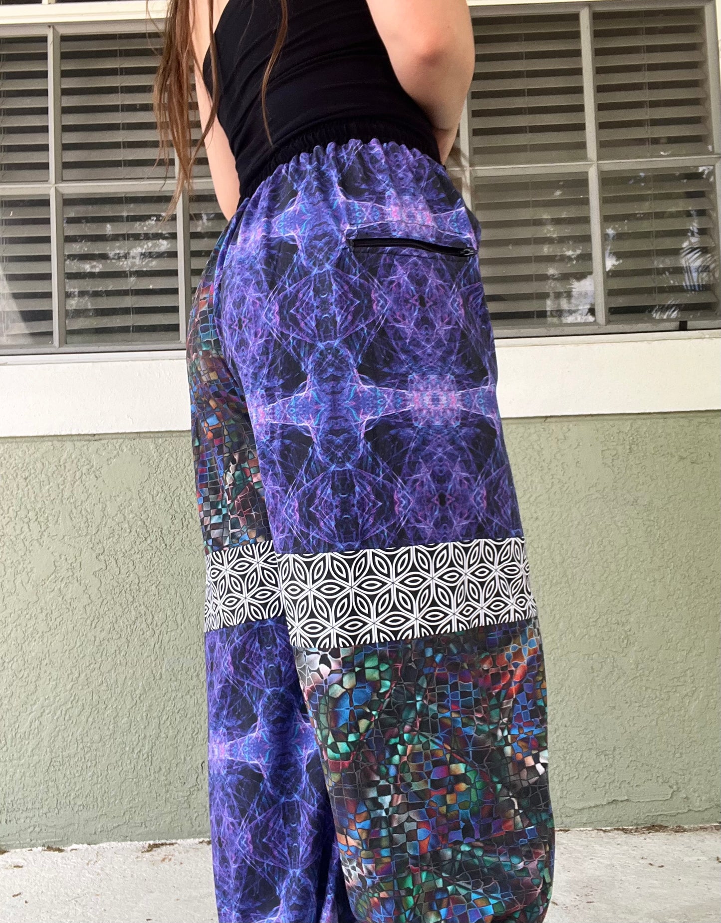 Patchwork Joggers W/ Zipper Pockets XS-XL