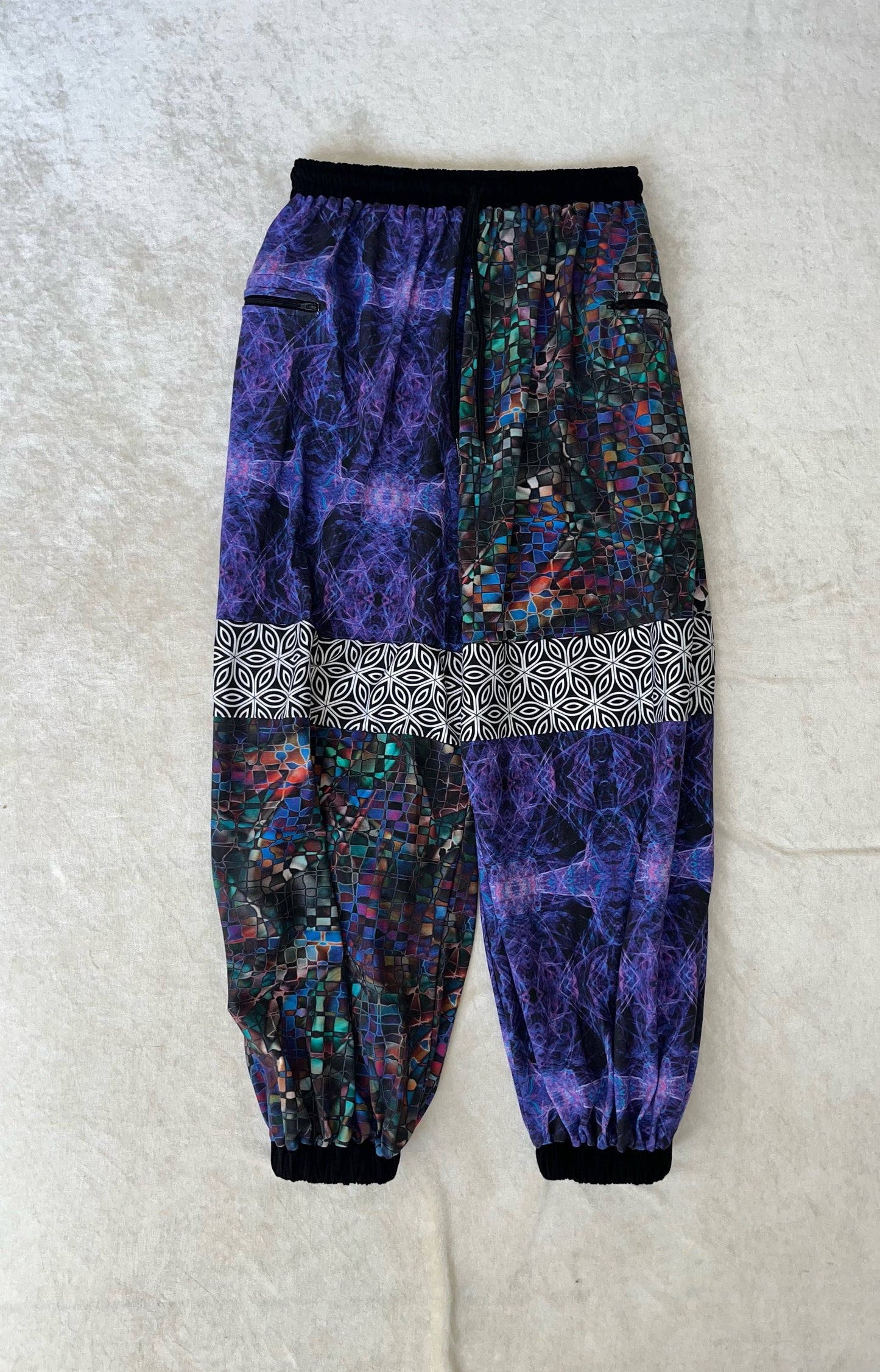 Patchwork Joggers W/ Zipper Pockets XS-XL
