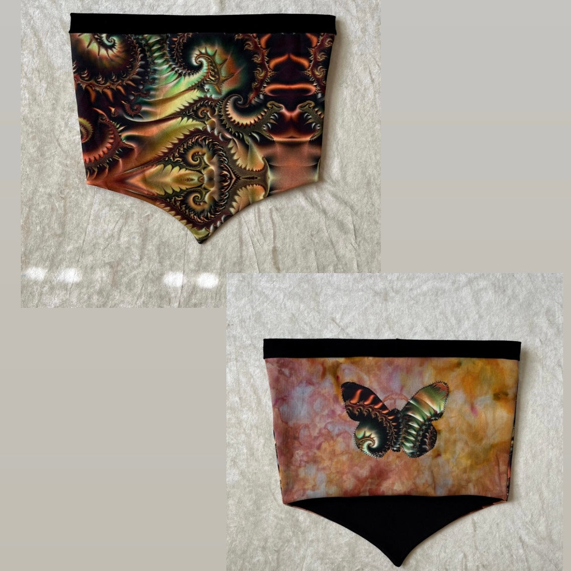 Butterfly Pixie Top ཐི༏ཋྀ S/M Hand-Dyed Cotton Rib Knit (double lined)