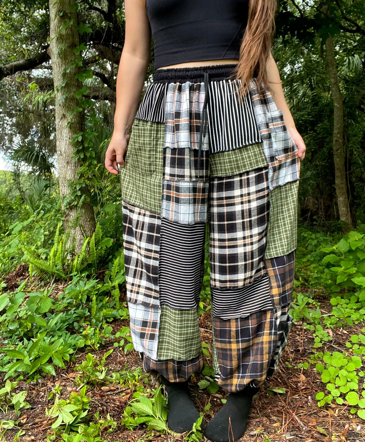 Flannel Patchwork Pants XS-XL