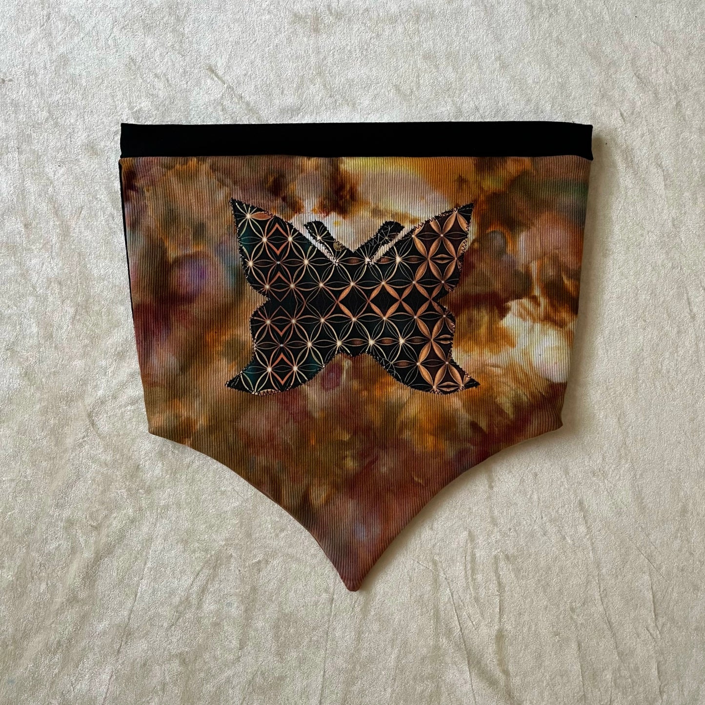 Butterfly Pixie Top ཐི༏ཋྀ XS/S (double lined) Hand-Dyed Cotton Rib Knit-SOLID BLACK back