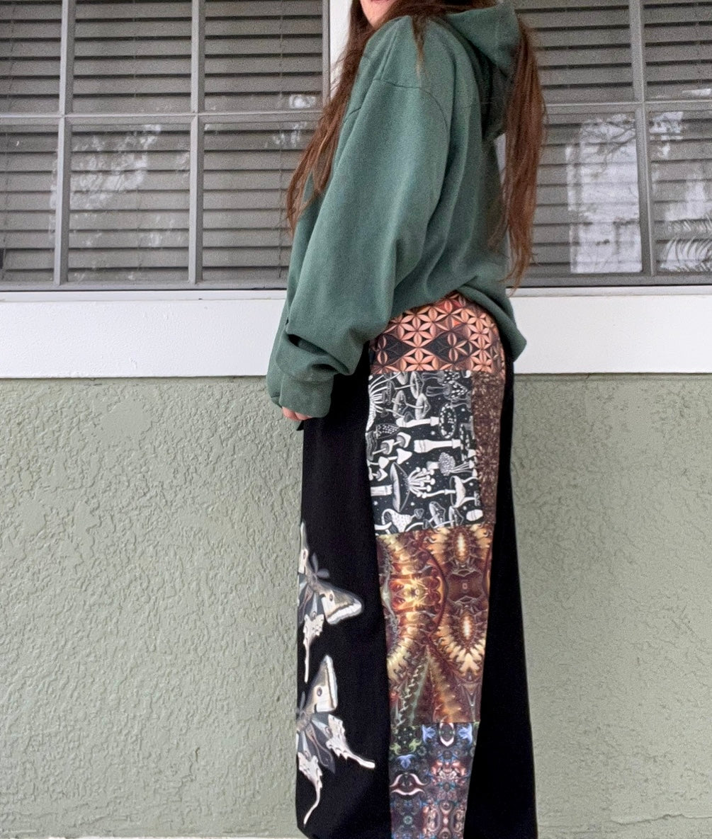 Patchwork Pants W/ Moth Appliqué XS-XL