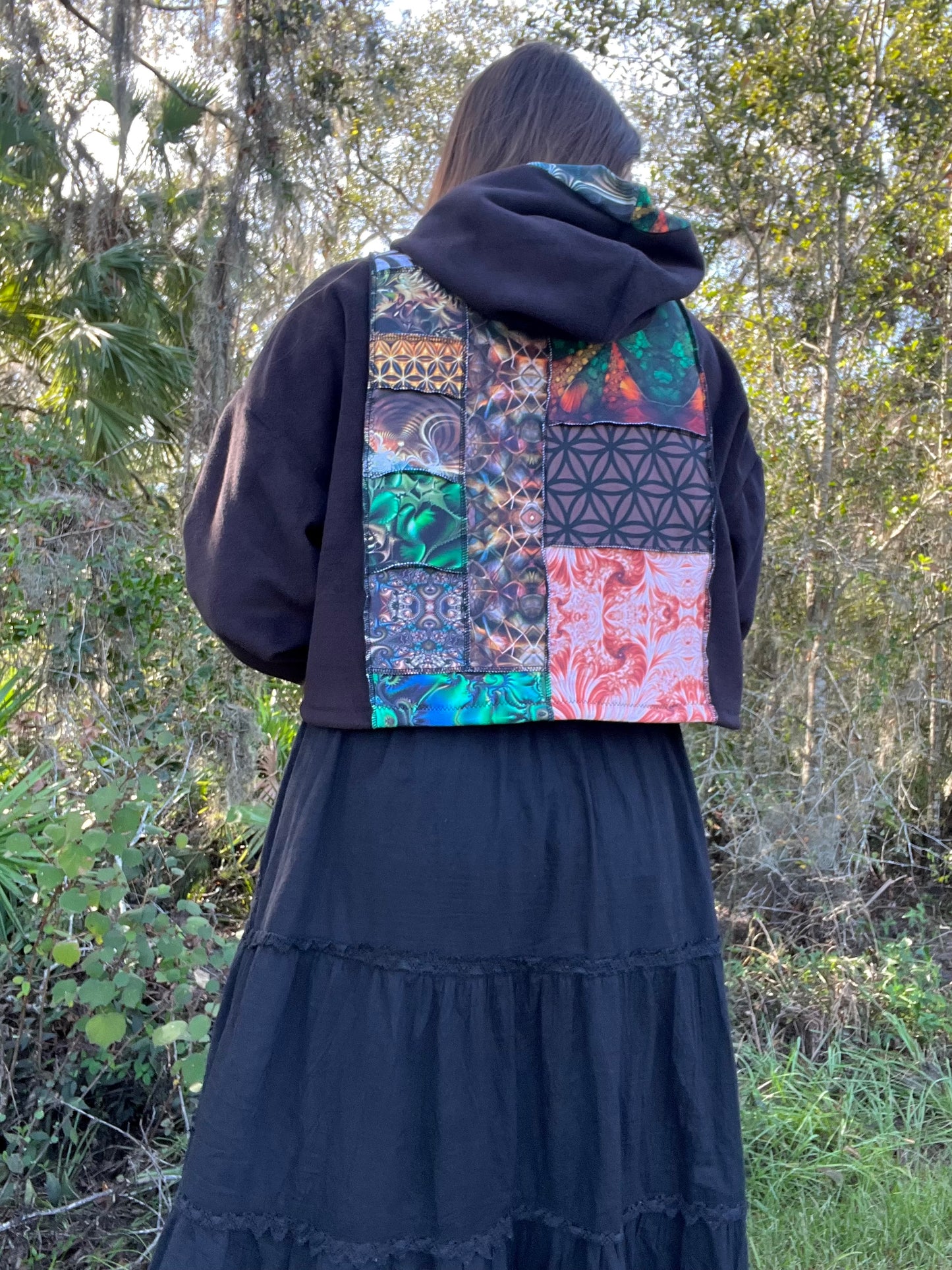 Xtra Patchwork FLEECE Cropped Hoodie XL