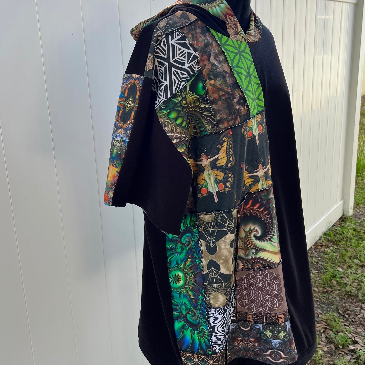 Patchwork Hoodie T-Shirt XL