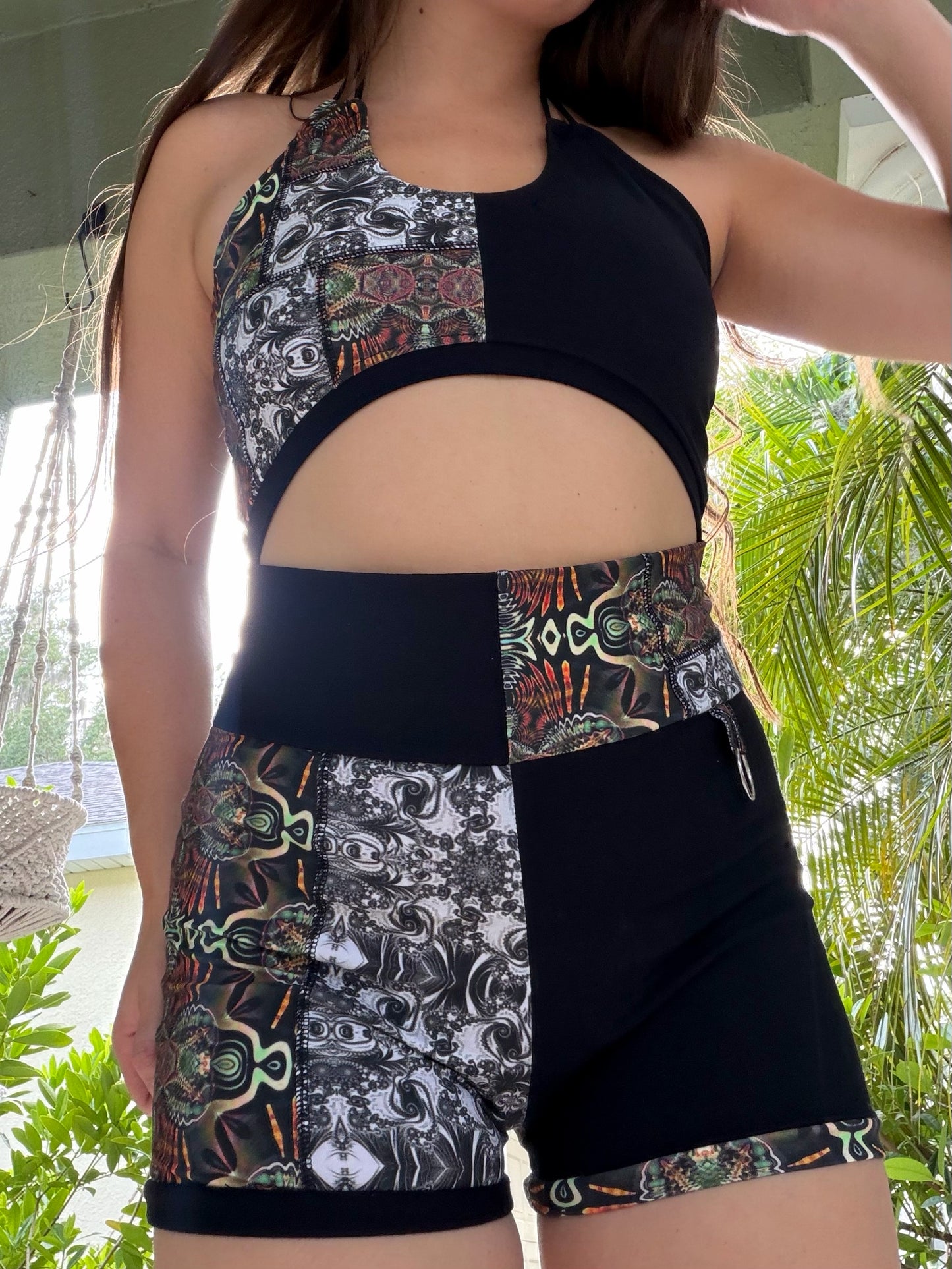 Patchwork Halter Romper M/L