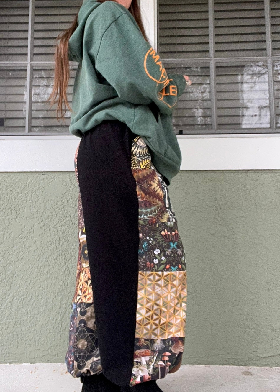 Patchwork Pants W/ Moth Appliqué XS-XL