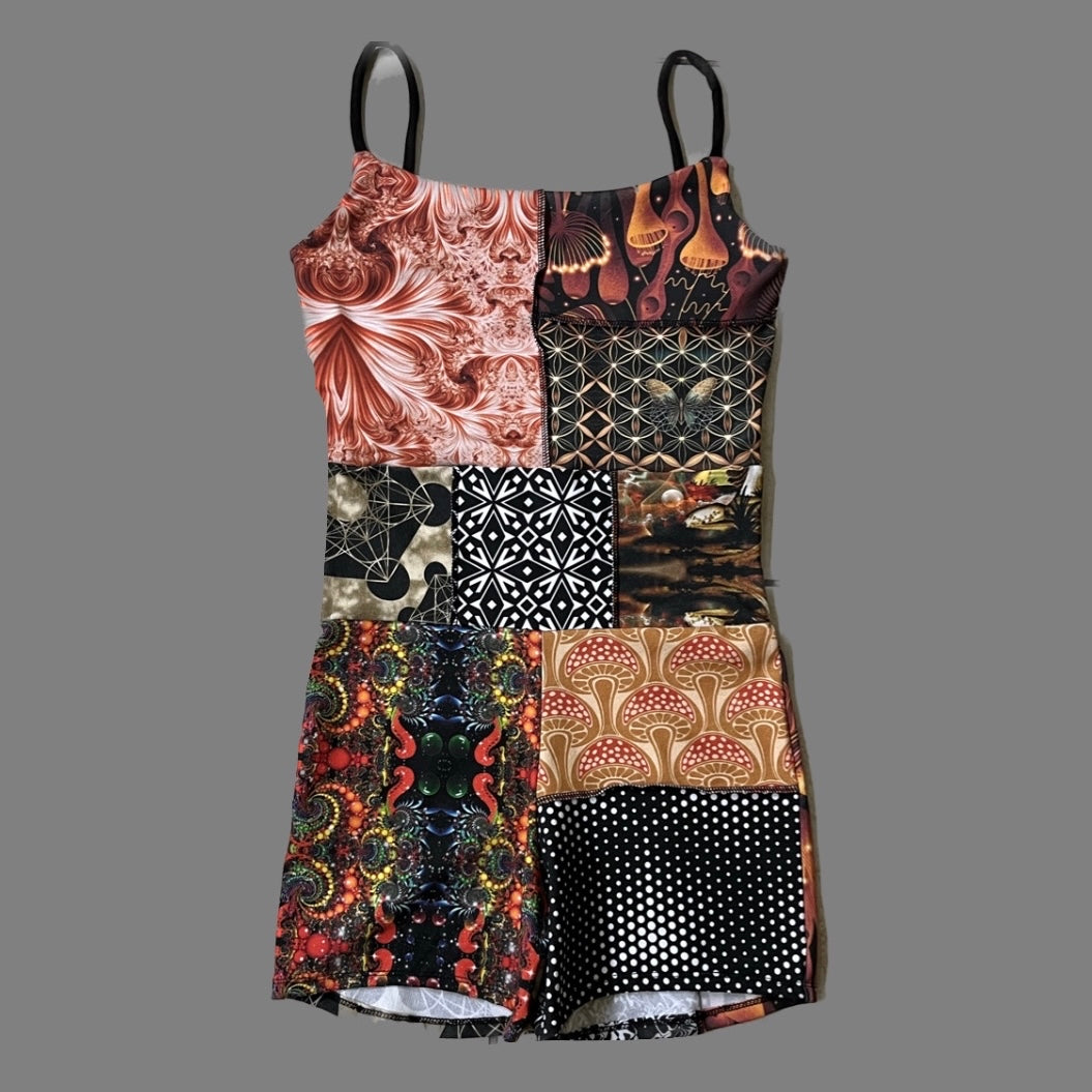 Patchwork Romper ֍ (double lined top) S/M