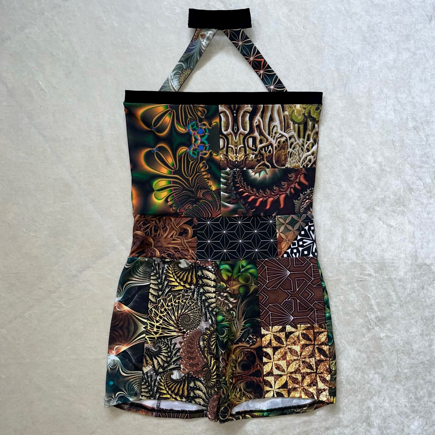 Patchwork Choker Romper 𖤓 M/L