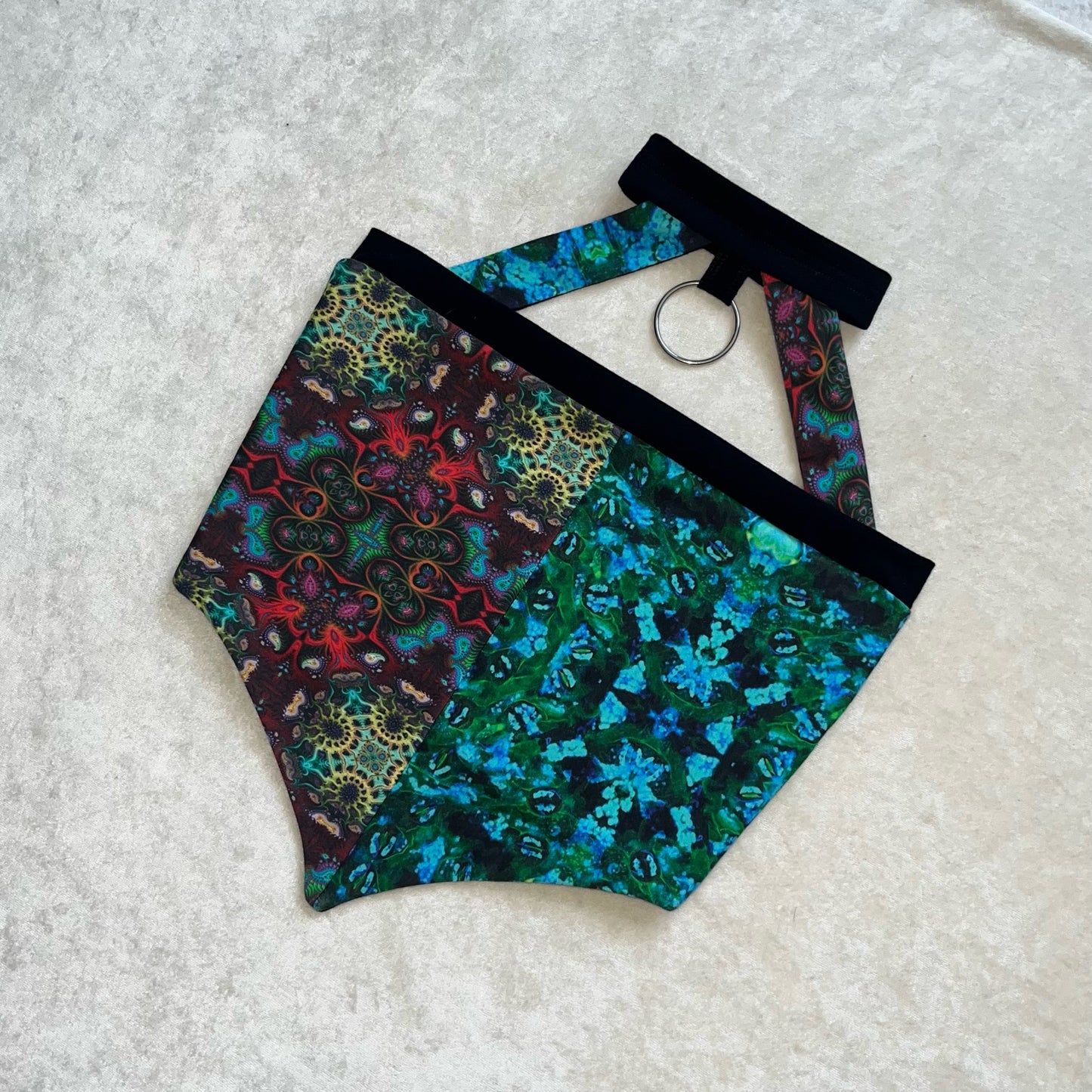 Half n Half Choker Pixie Top w/ Appliqué S/M