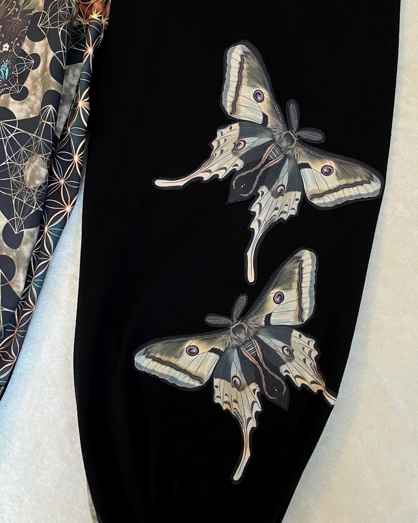 Patchwork Pants W/ Moth Appliqué XS-XL
