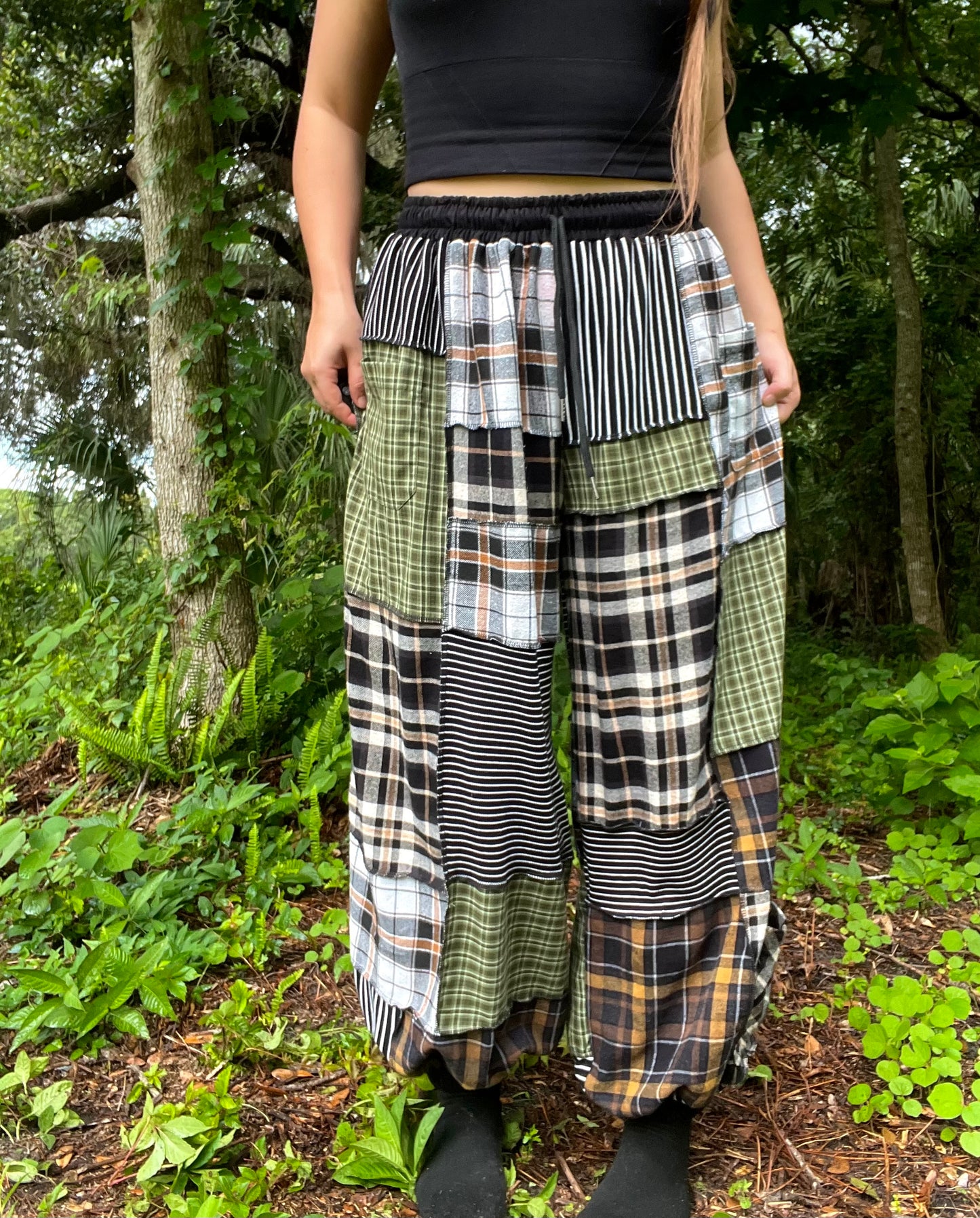 Flannel Patchwork Pants XS-XL