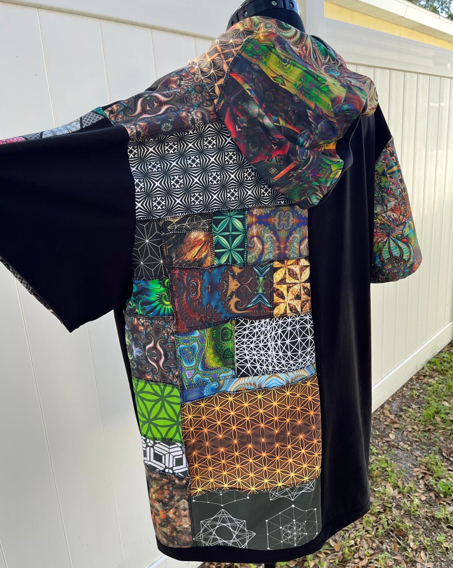 Patchwork Hoodie T-Shirt XL
