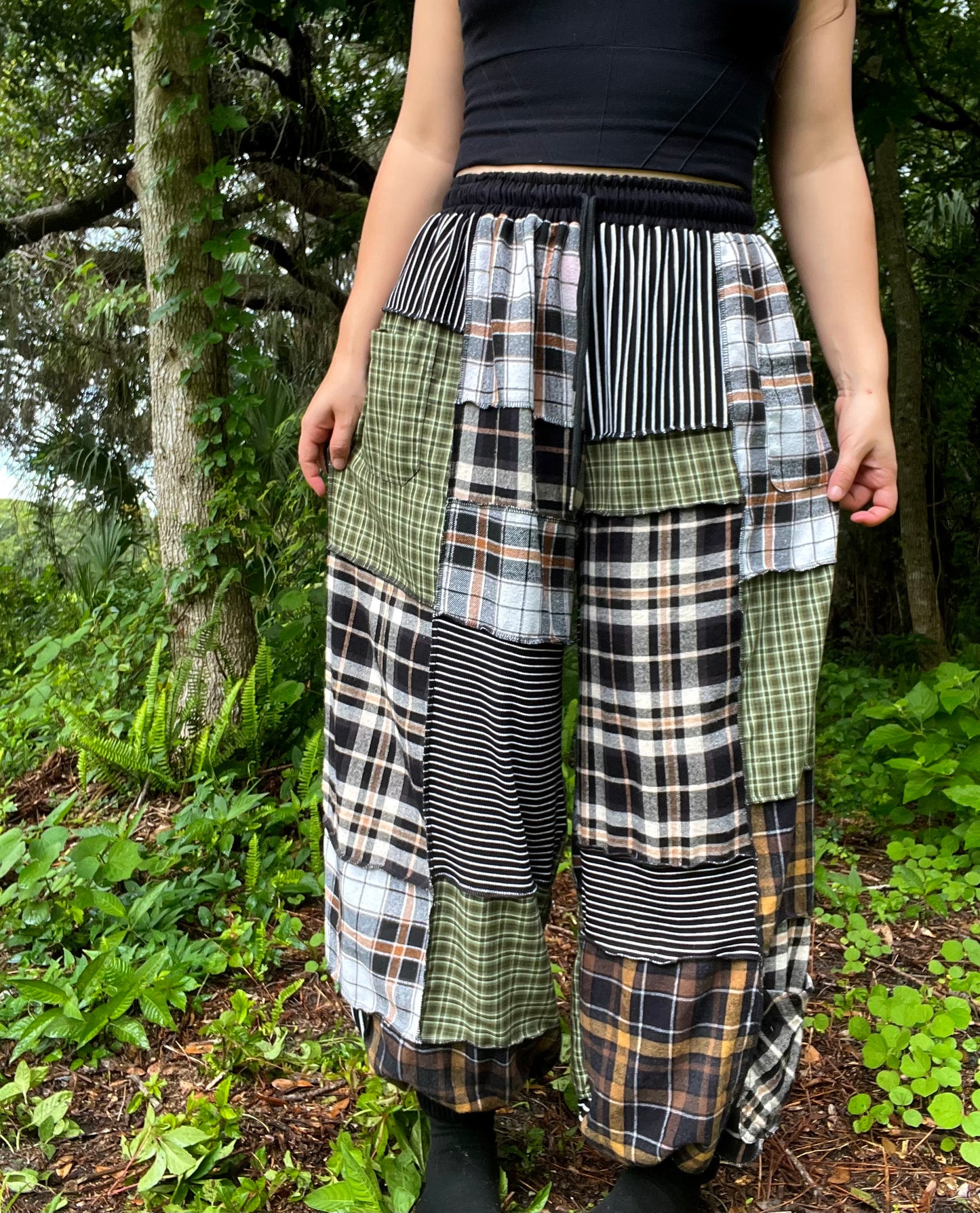 Flannel Patchwork Pants XS-XL