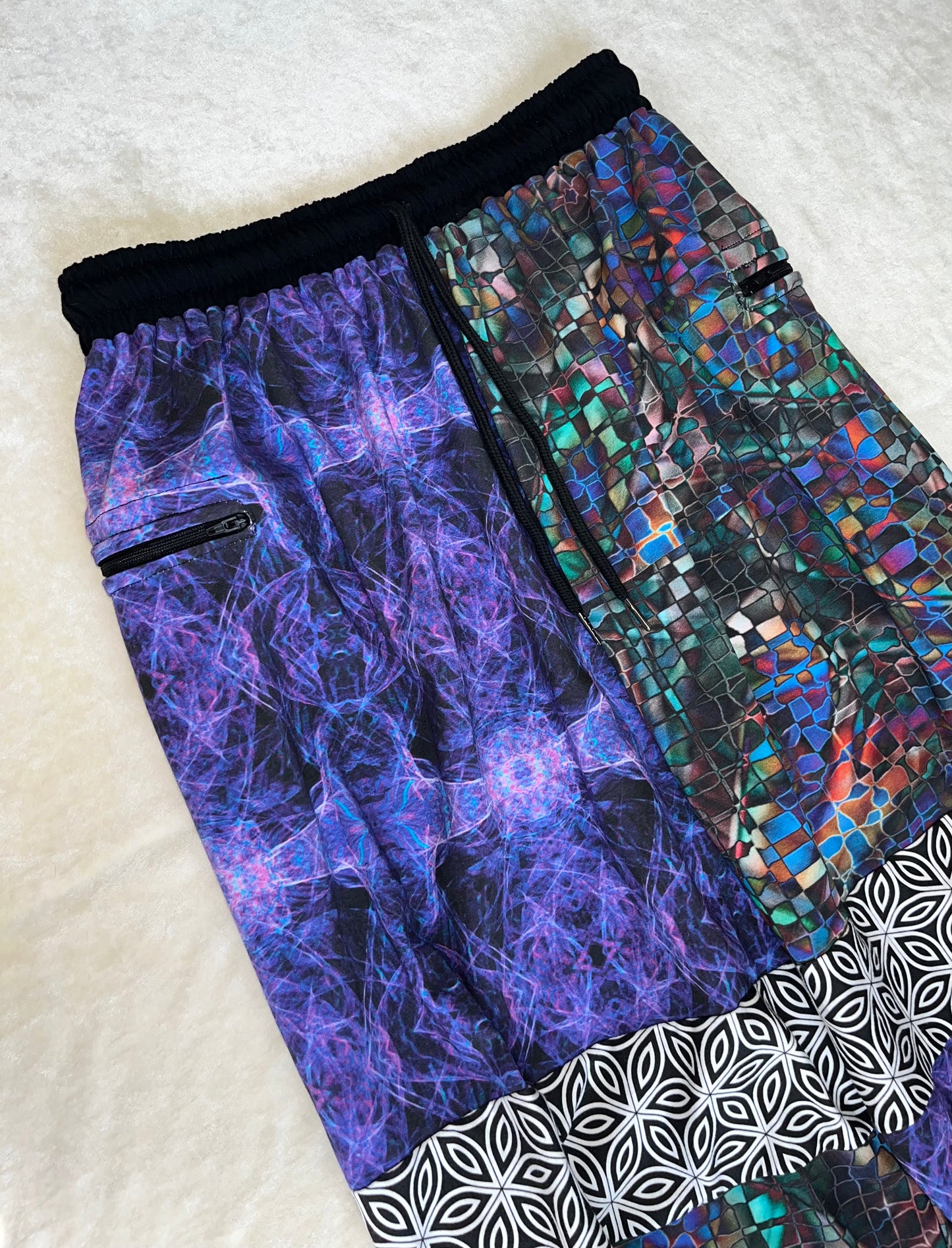 Patchwork Joggers W/ Zipper Pockets XS-XL