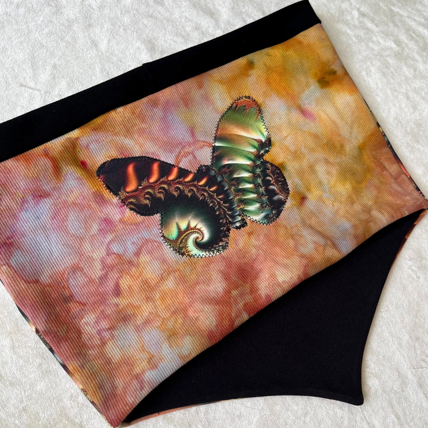 Butterfly Pixie Top ཐི༏ཋྀ S/M Hand-Dyed Cotton Rib Knit (double lined)
