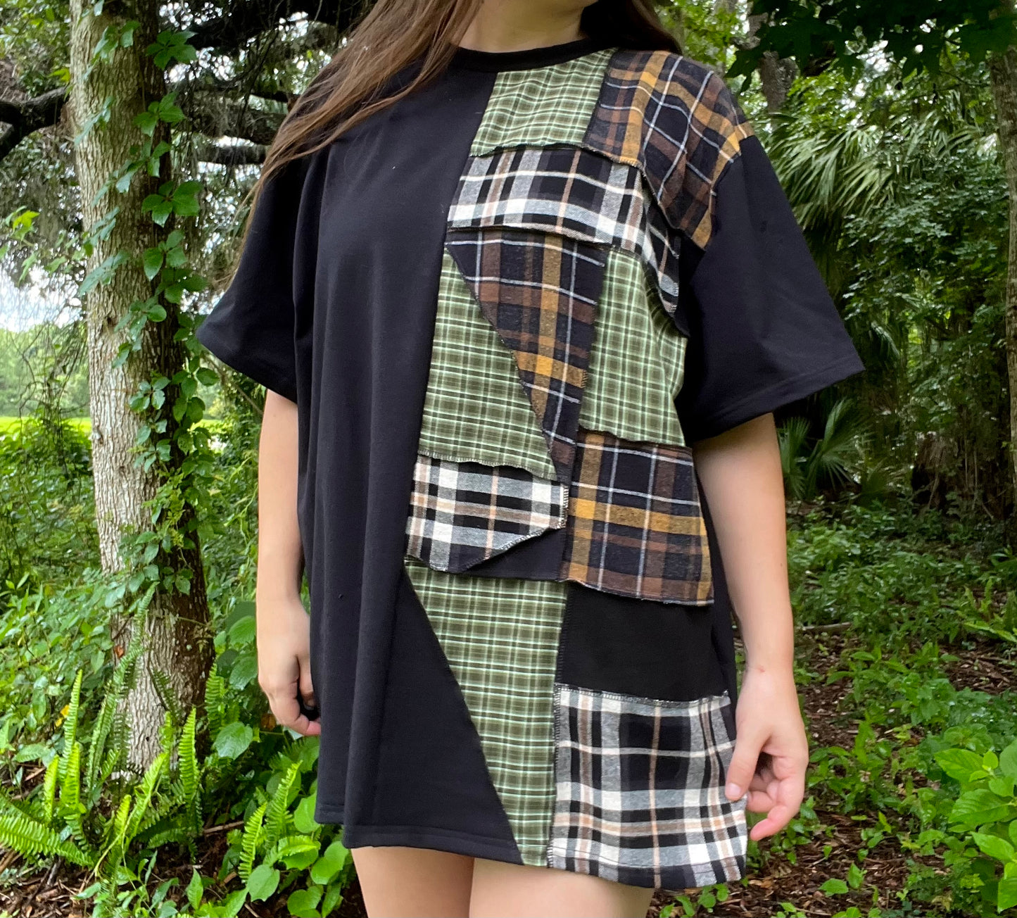 Flannel Patchwork T-Shirt XXL